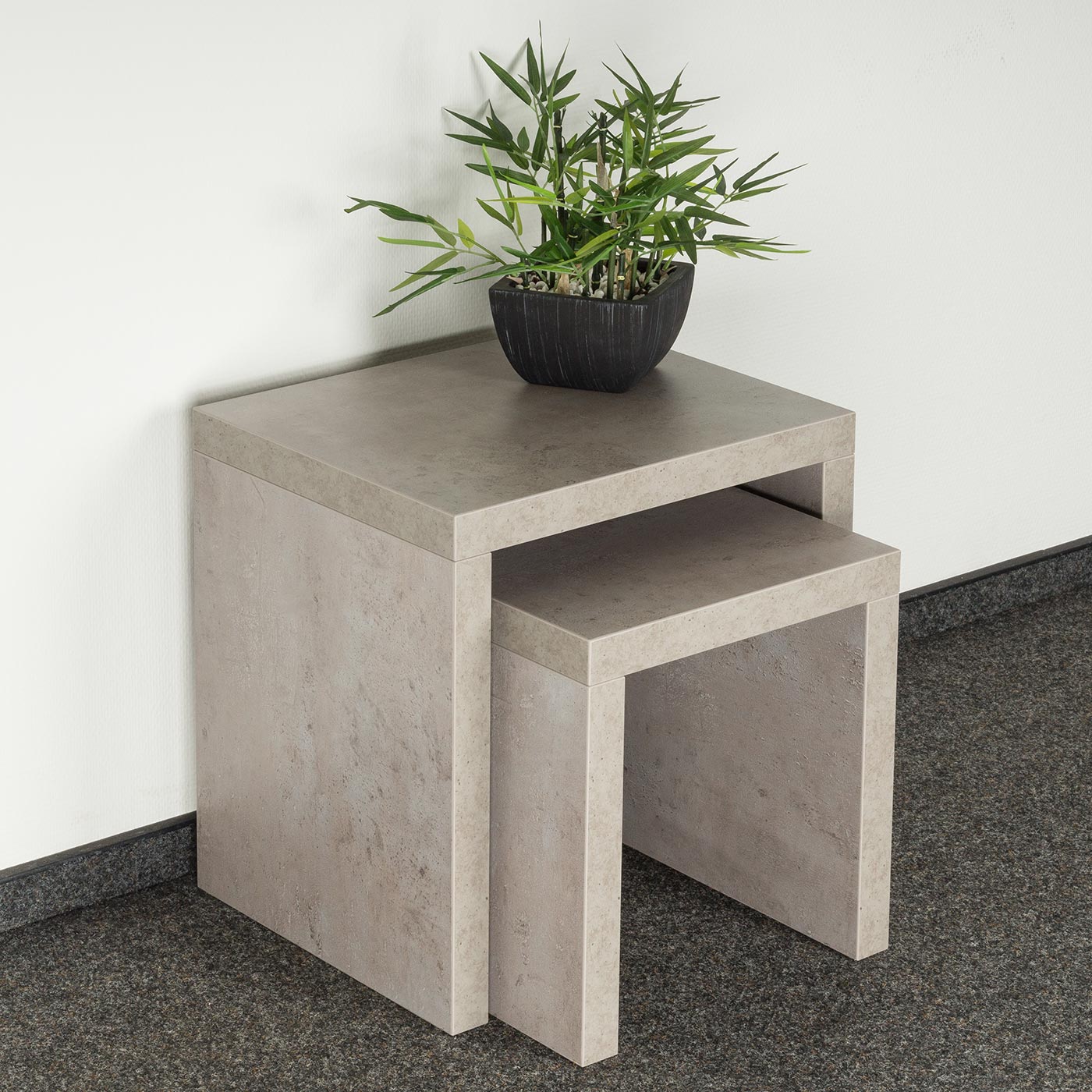 2 Satztisch 44x44x36cm Betonoptik grau Beistelltisch Couchtisch