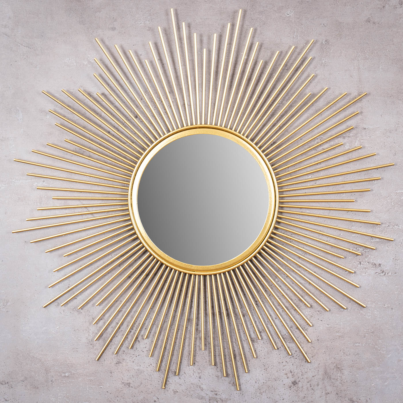 Sonnenspiegel Gold Ø 50cm Metall Deko Goldene Sonne Spiegel Wandspiegel Boho