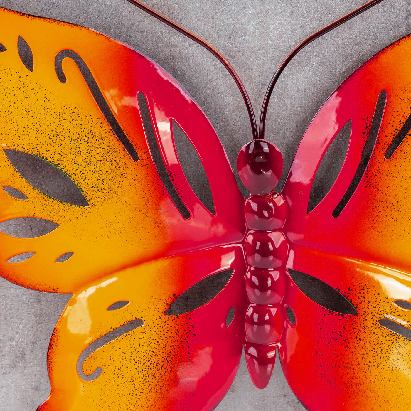 3er Set Schmetterling Metall Wanddeko Rot Orange B20-33cm Gartendeko Wandkunst