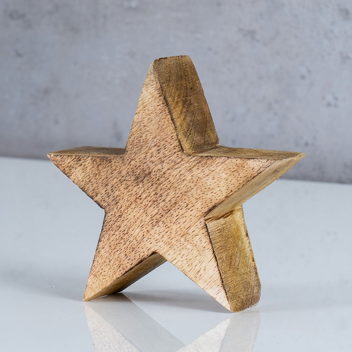 Stern Holzstern Mango 10cm Mangoholz Braun Natur Deko Tischdeko Holzdeko