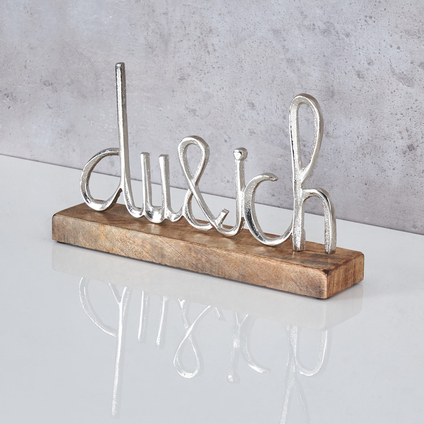 Schriftzug Du Und Ich L25cm Silber Mango Holz Tischdeko Geschenk Aufsteller Deko