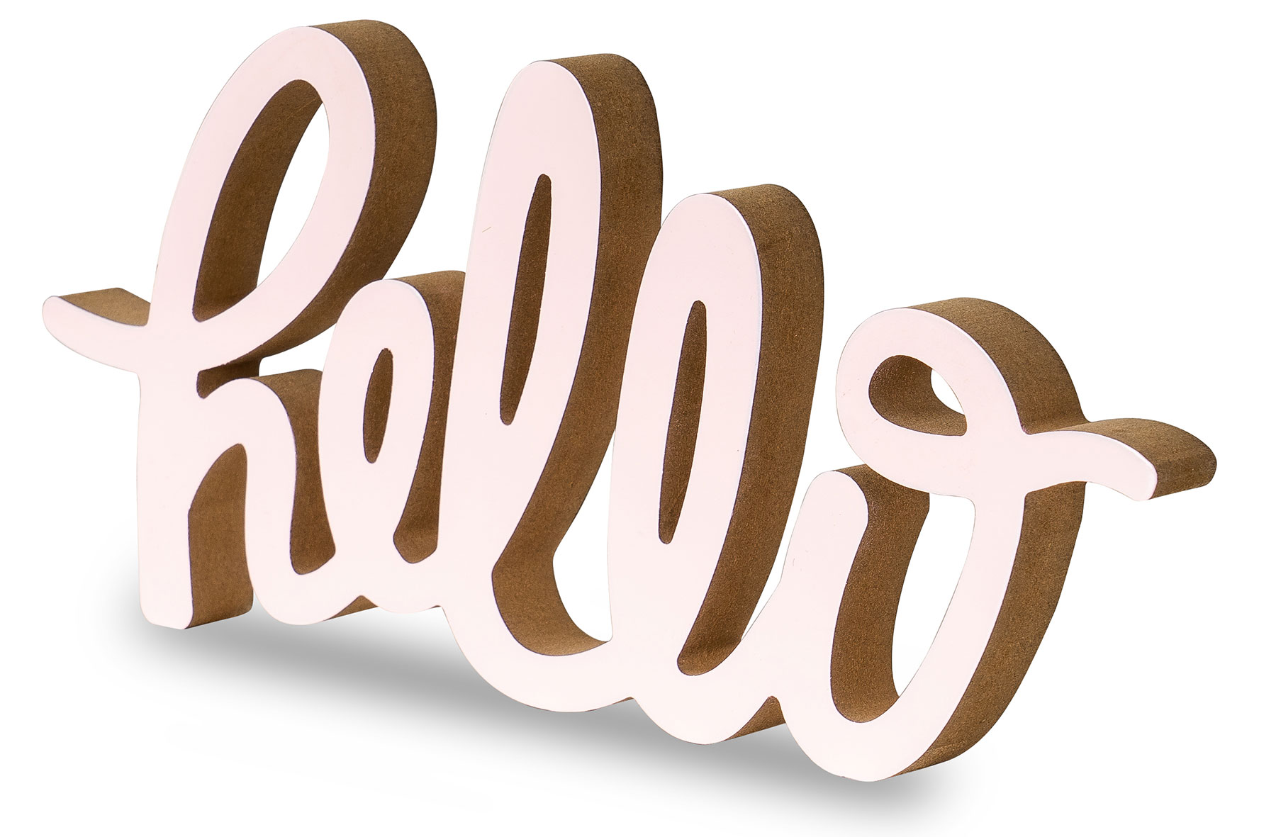 Schriftzug Hello L30cm Pastell Rosa Holz Tischdeko Deko Aufsteller Wohndeko