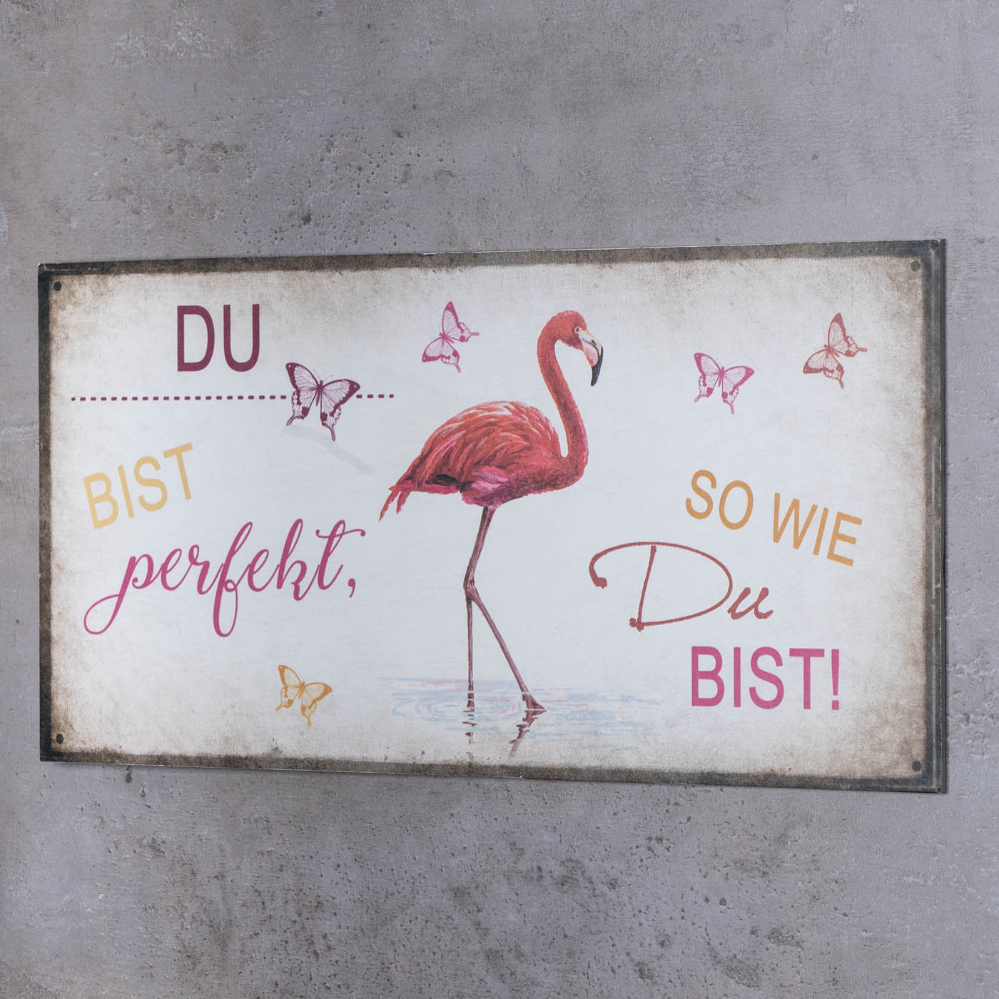 Wandbild 40x20cm Du bist perfekt Spruch Deko Wandschild Freunde Bild Wanddeko