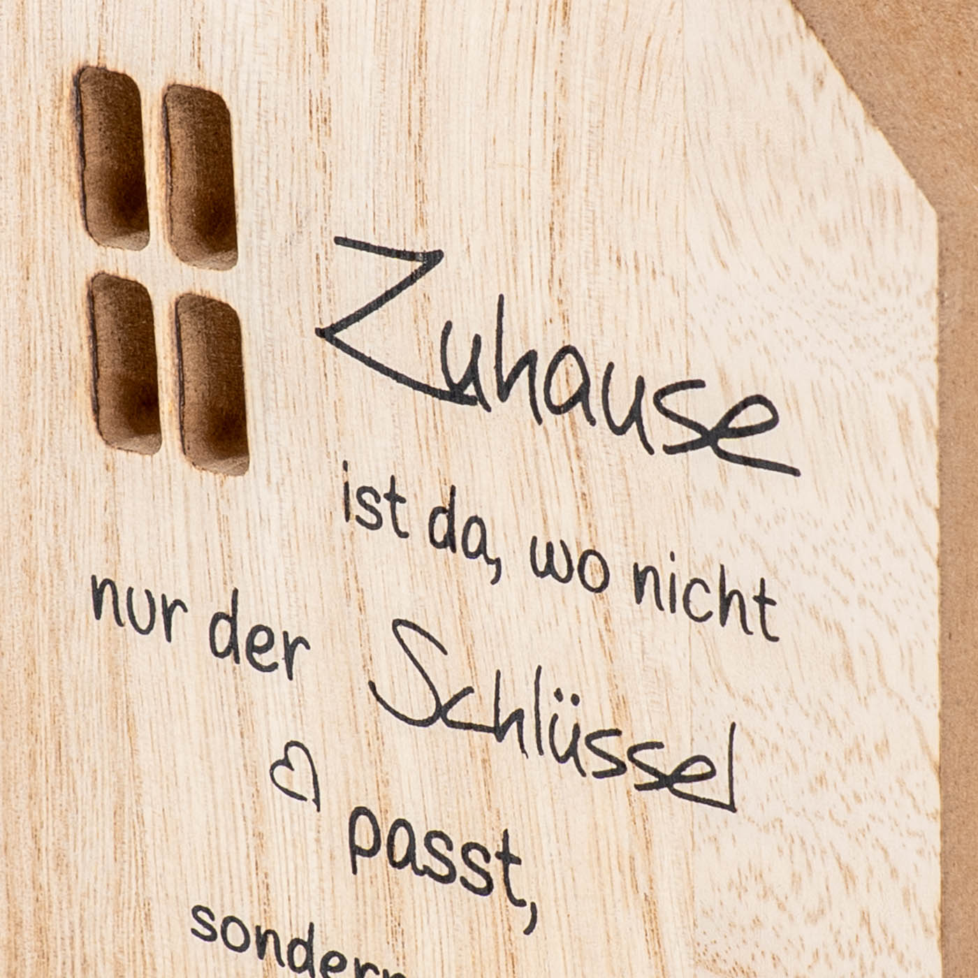 2er Set Deko Häuser Aufsteller Zuhause Spruch MDF Holz Tischdeko Natur Geschenk