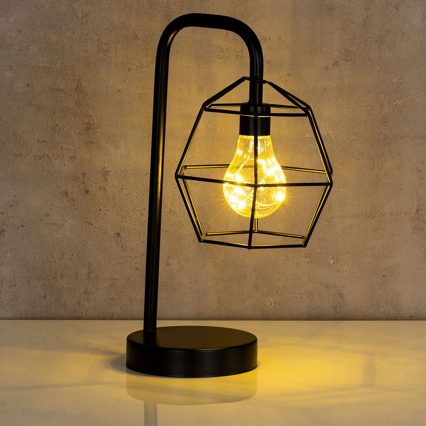 levandeo Tischlampe Metall Schwarz LED 33cm Hoch Lampe Standleuchte Leuchte Deko