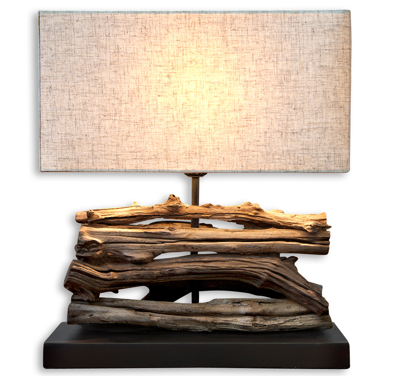 Tischlampe 35x15cm u. 40cm hoch Holzlampe Tischleuchte Holz Treibholz