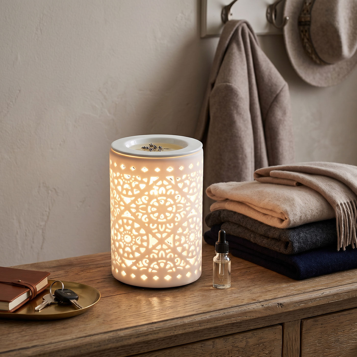 Elektrische Duftlampe Tischlampe Aromalampe Duftöl Licht Porzellan