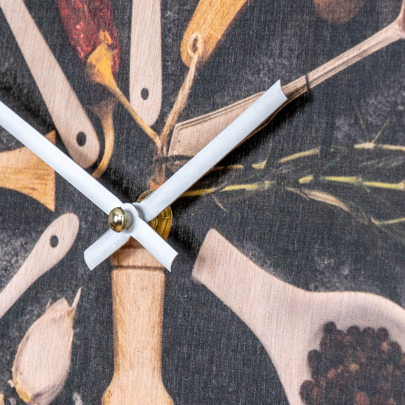 Wanduhr Holz 30x30cm Rund Uhr Holzbild Gewürze Küche Kräuter Wanddeko Holzuhr