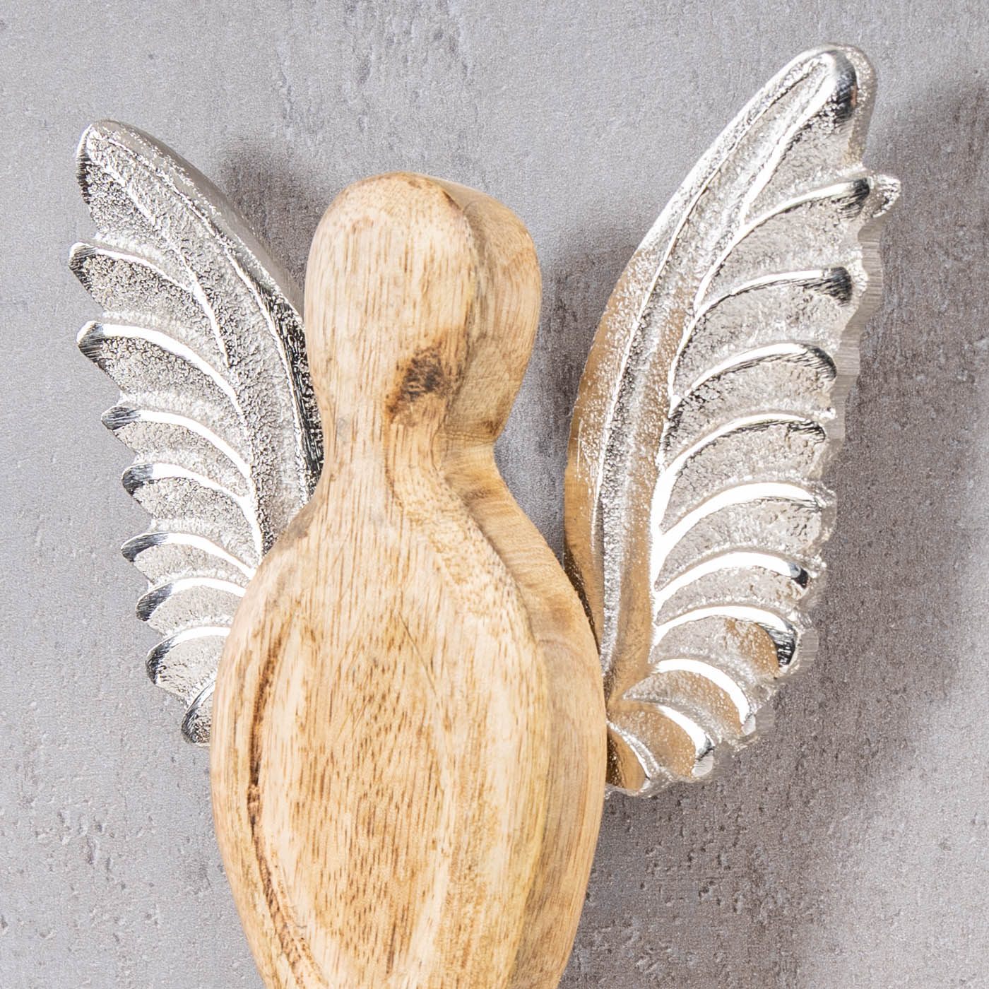 Weihnachtsengel Mangoholz H34cm Engel Deko Aufsteller Holz Metall Weihnachten