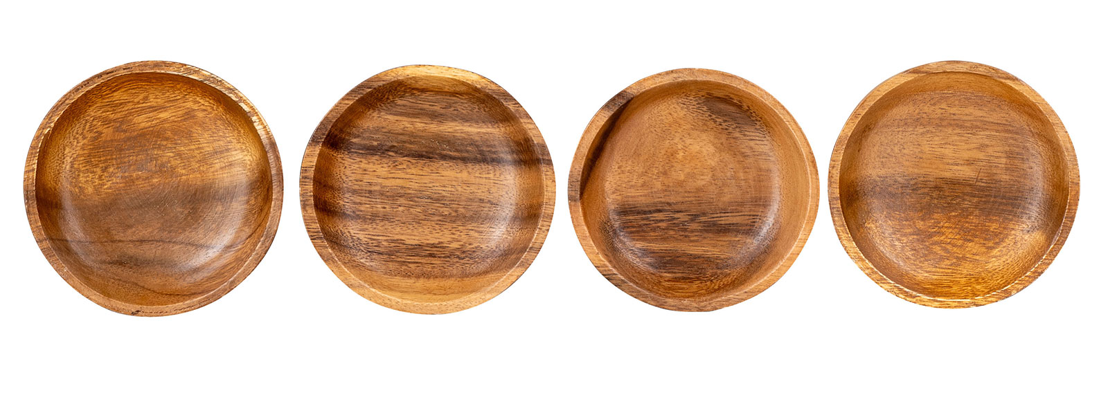 4er Set Runde Teller Akazie Ø10cm Holzteller Snackteller Dekoteller Deko Unikat