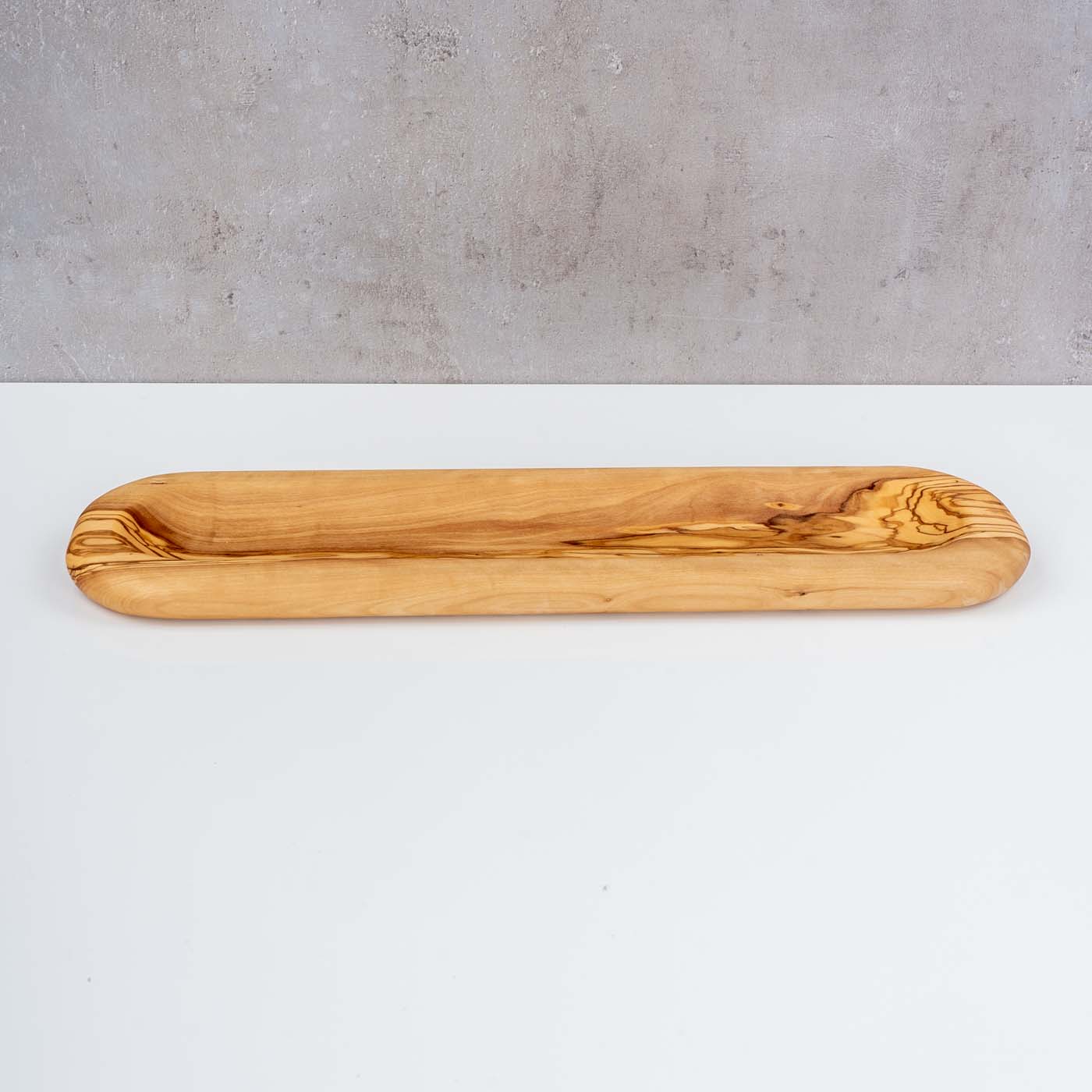 Tablett Holz 43x12cm Olivenholz Ablage Natur Unikat Organizer Küche Tischdeko