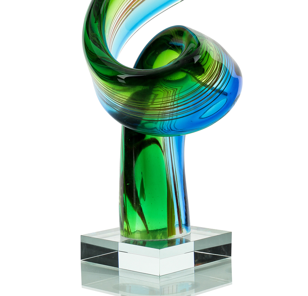 Glas-Skulptur groß Designer Figur mit Glassockel Hochwertiges Unikat