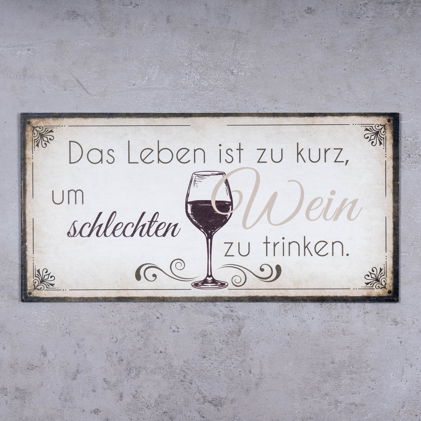 Wandbild 40x20cm Wein Spruch Küche Küchendeko Deko Wandschild Bild Wanddeko