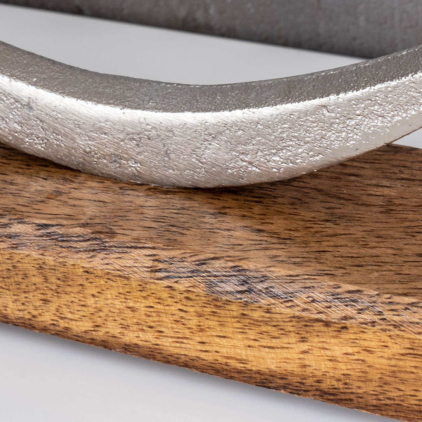 Aufsteller Fisch L13cm Metall Mango Holz Silber Natur Maritime Deko Christentum