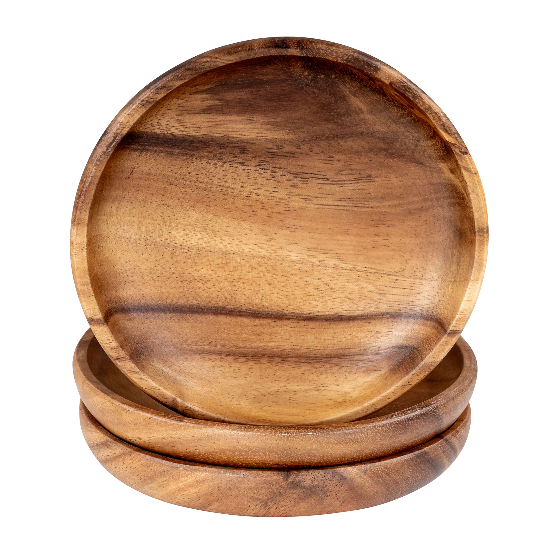 3er Set Snackschale Holz Akazie 15x15cm Rund Schale Obstschale Dekoschale Teller