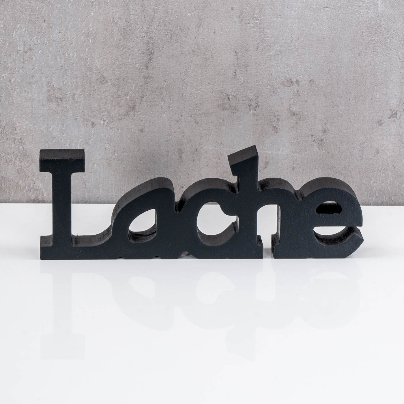 3er Set Schriftzug Lebe Liebe Lache Schwarz MDF Holz Deko Aufsteller Tischdeko