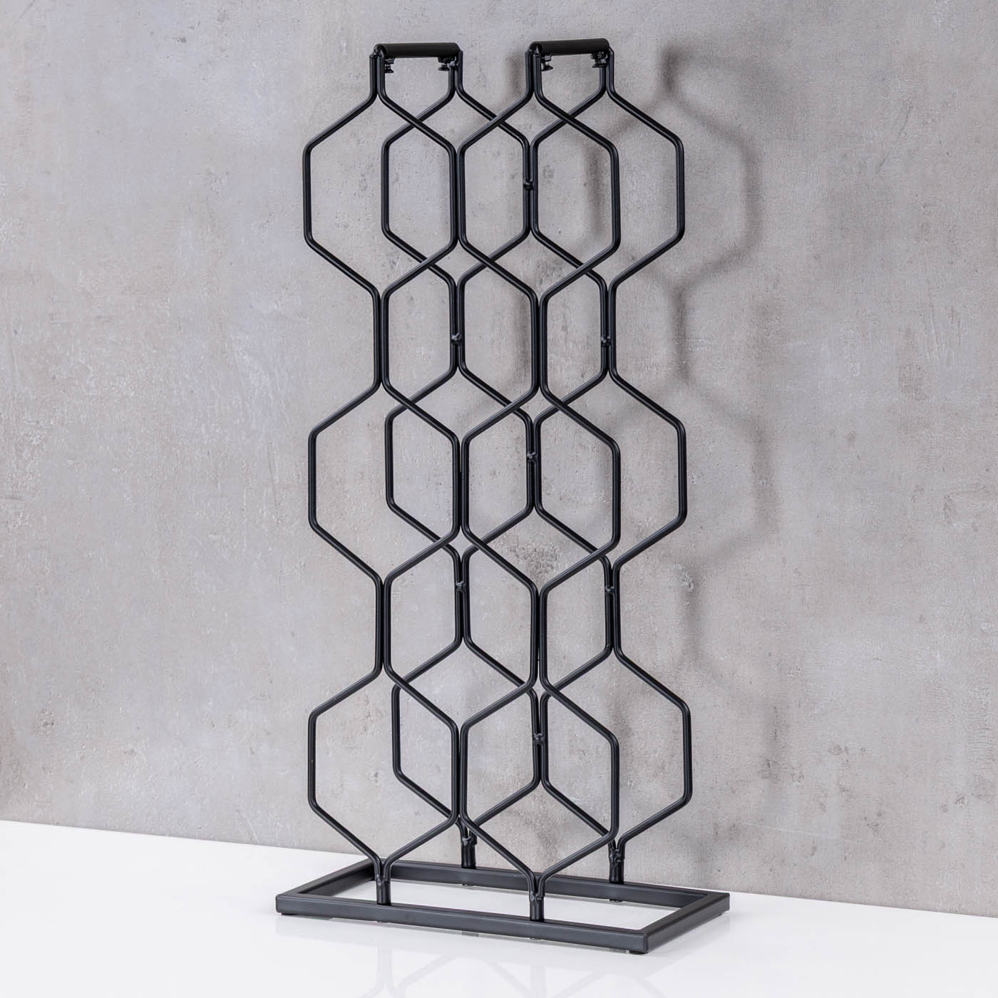 Metall Flaschenregal H48cm für 8 Flaschen Schwarz Weinregal Weinständer Industrial
