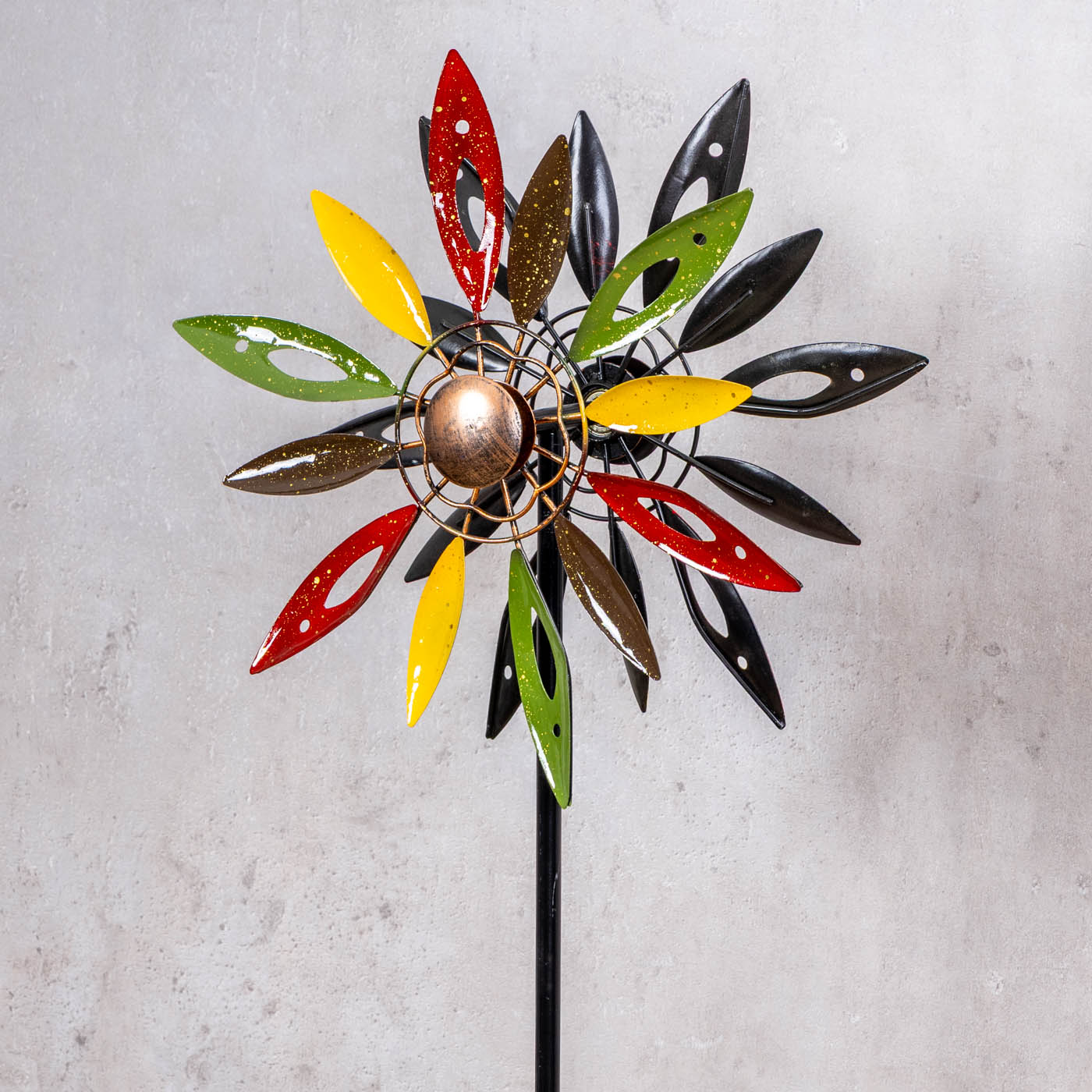 Gartenstecker Metall Windrad H120cm Blume Bunt Gartendeko Windmühle Windspiel