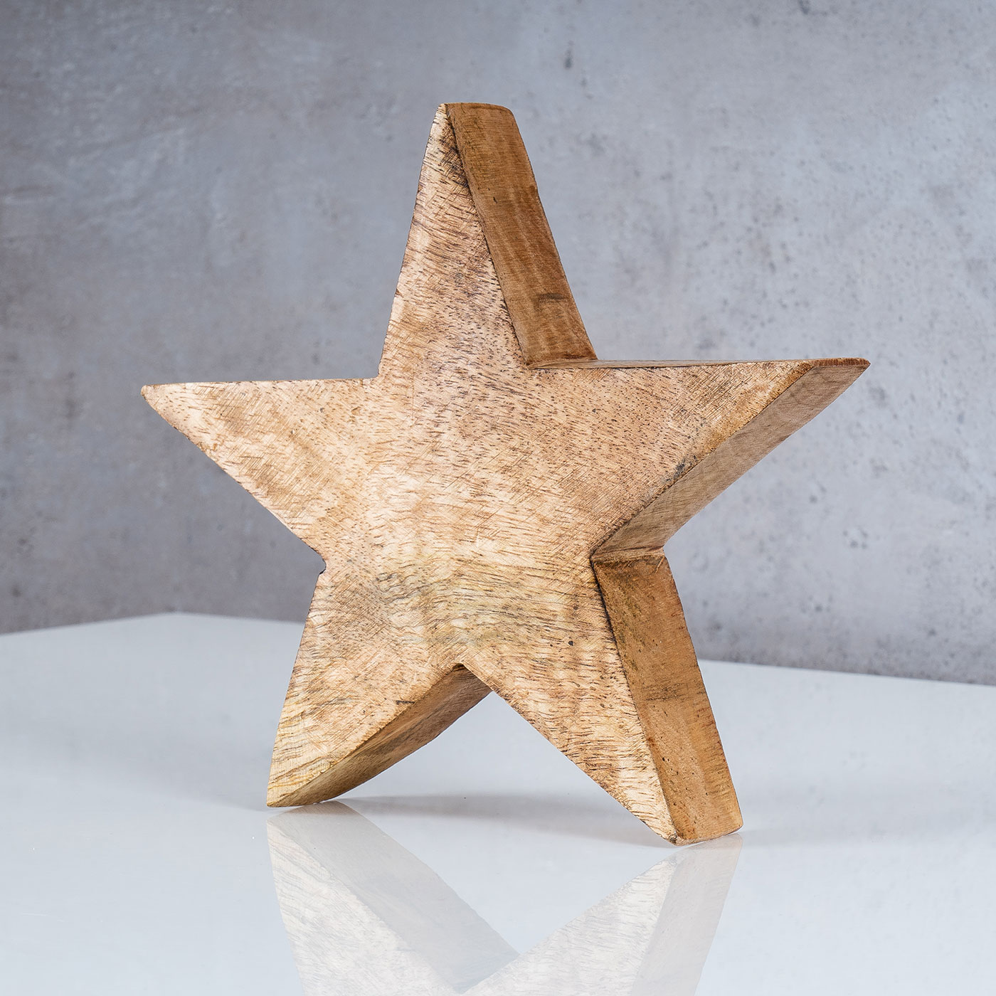 Stern Holzstern Mango 20cm Mangoholz Braun Natur Deko Tischdeko Holzdeko