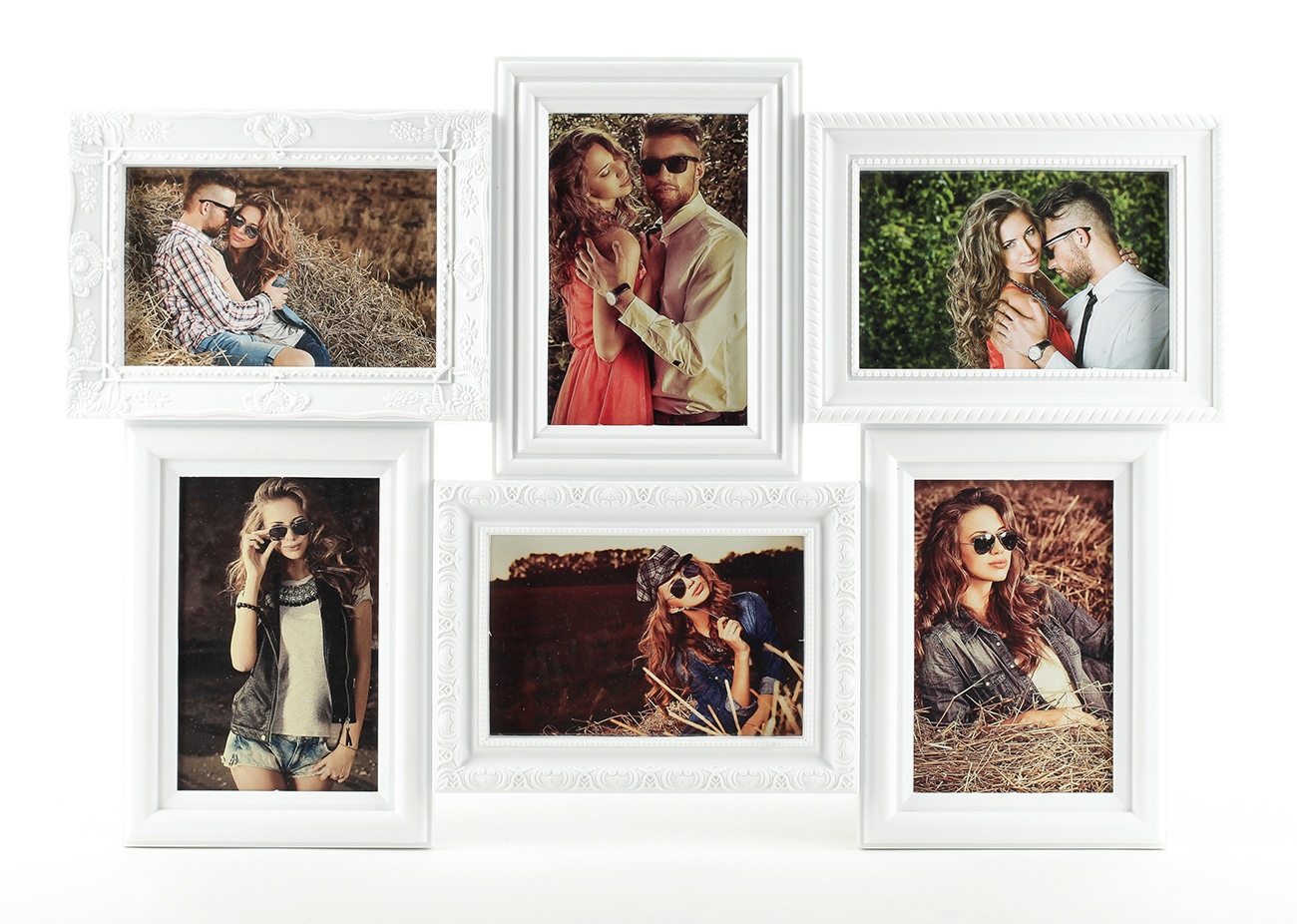 Bilderrahmen weiß 6 Bilder Barock antik Fotorahmen Collage Galerie