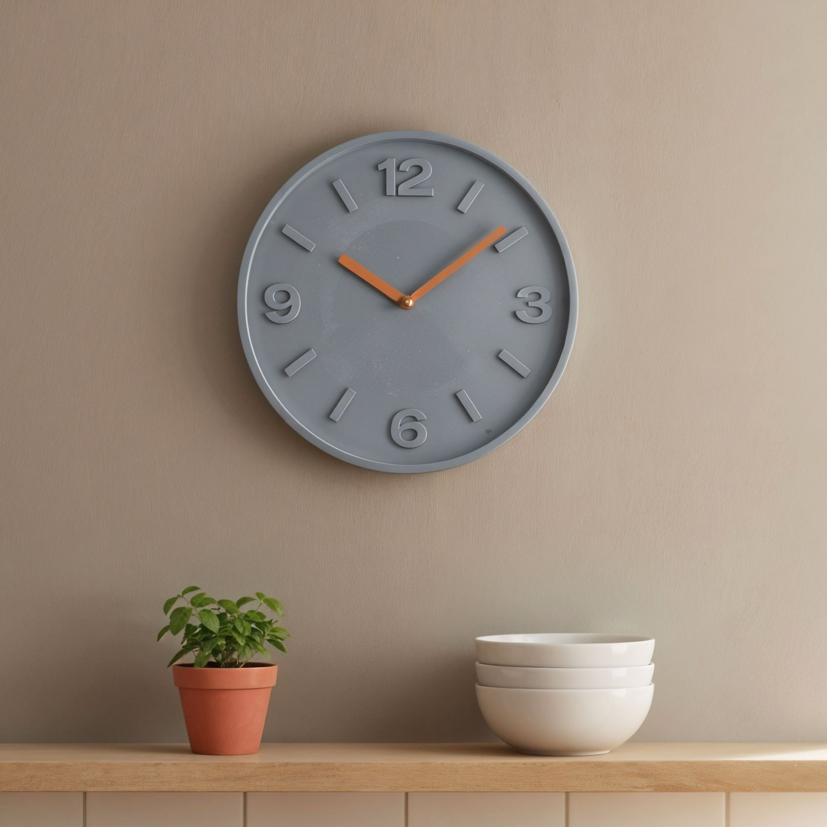 Wanduhr Beton 30cm Grau Kupfer Uhr Betongrau Wanddeko Industrie Design Wohnzimmeruhr