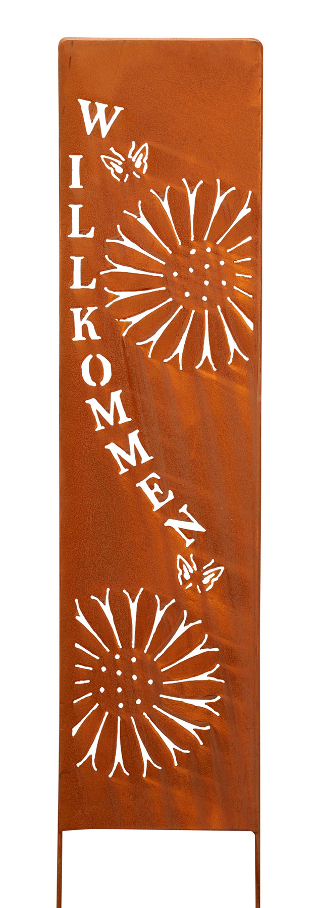 Stele Willkommen Garten-Deko 20x100cm Rost Rostdeko Braun Gartenstecker Edelrost