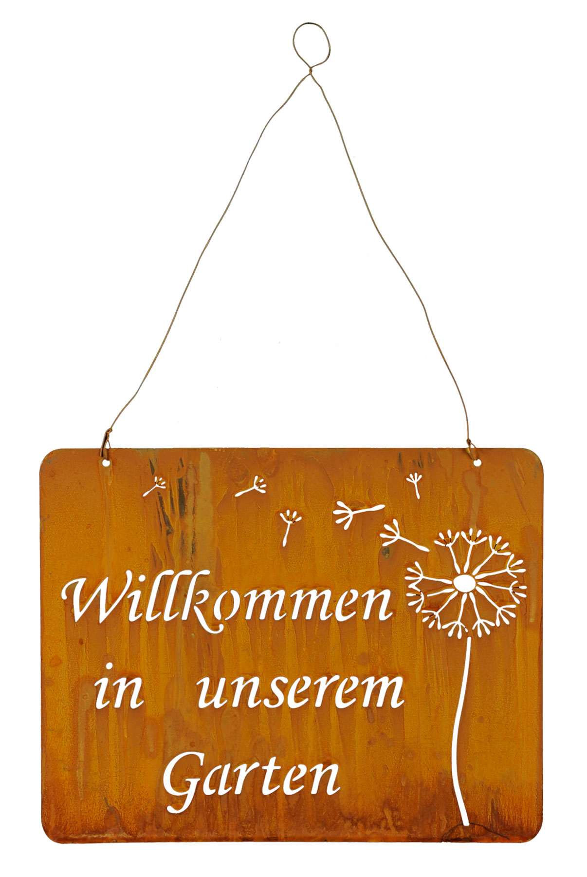 Schild Willkommen Im Garten 31x25cm Deko Rost Rostdeko Pusteblume Eisen Wandbild