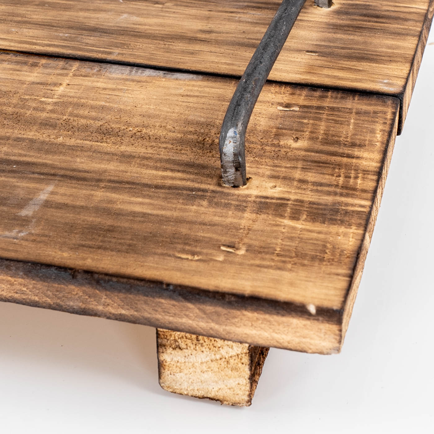 Tablett Holz L60cm Naturbraun Geflammt Serviertablett Deko Küchen Tablett Griffe