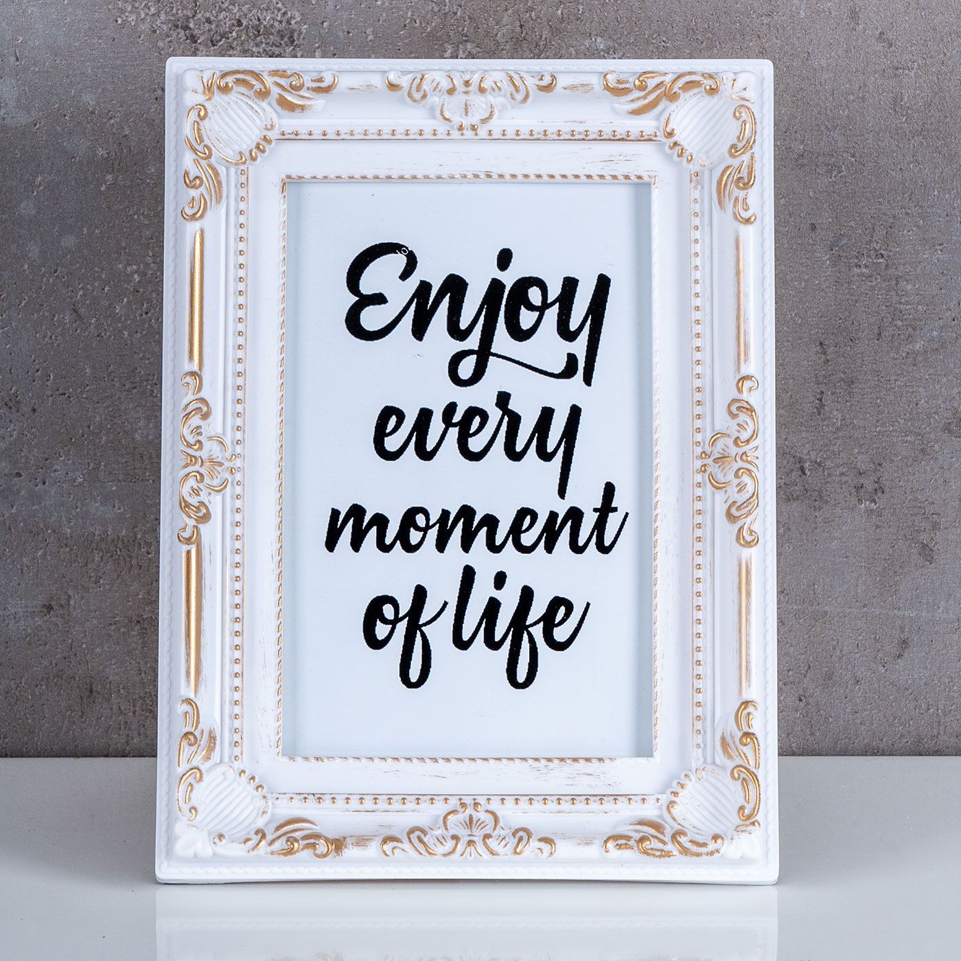 3er Set Fotorahmen 10x15 Weiß Gold Fotoaufsteller Barock Shabby Antik Deko