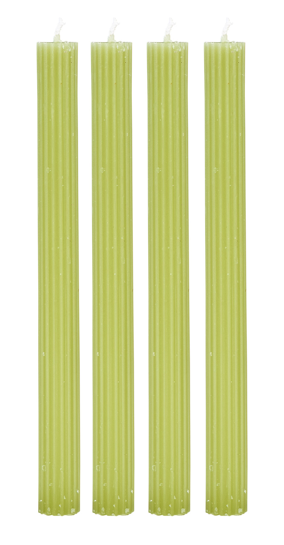 Kerzen 4er Set Stabkerzen Grün 25cm Tafelkerzen Rillen Design Tischdeko