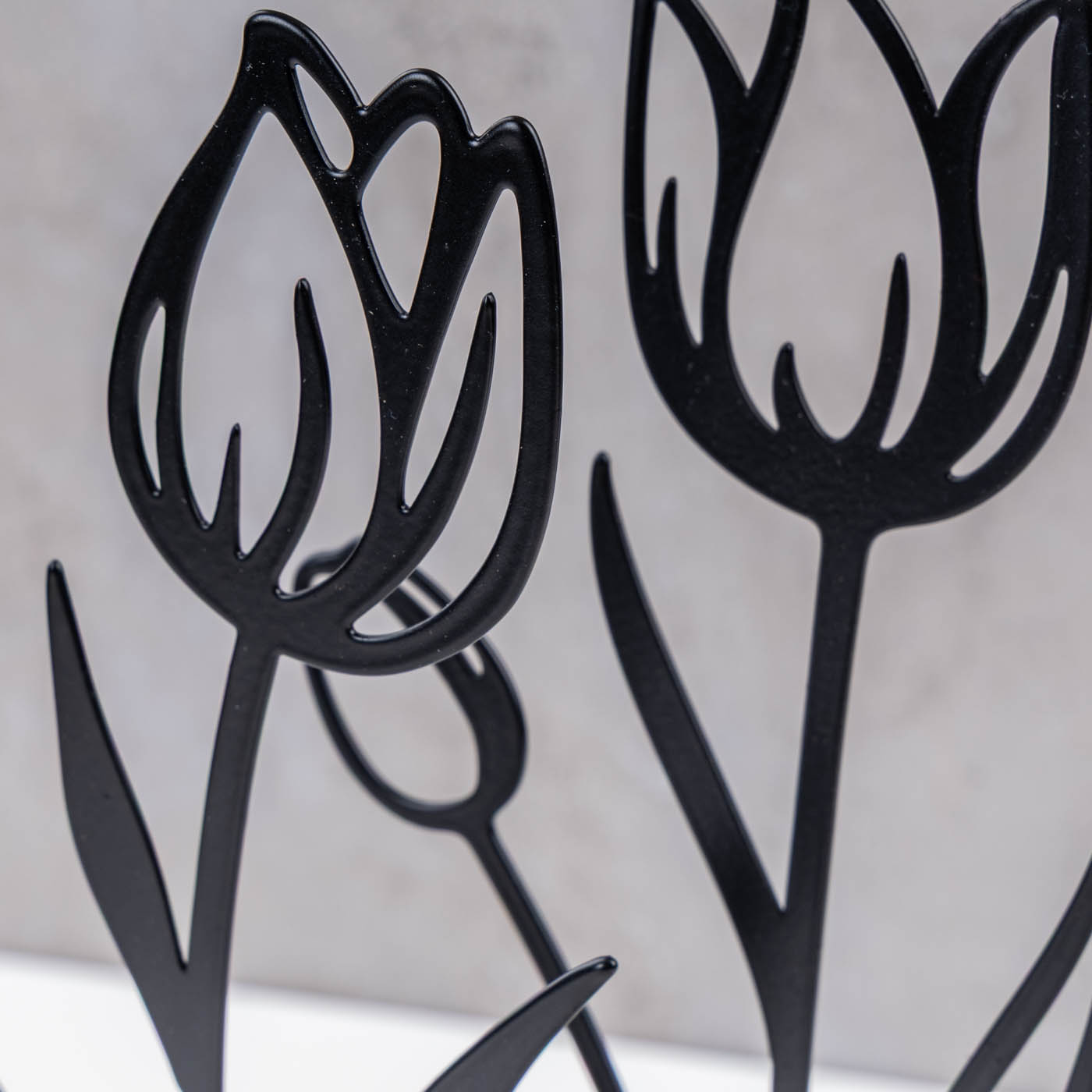 2er Set Metall Blume Tulpe Schwarz Beton Grau Draht Deko Aufsteller Tischdeko