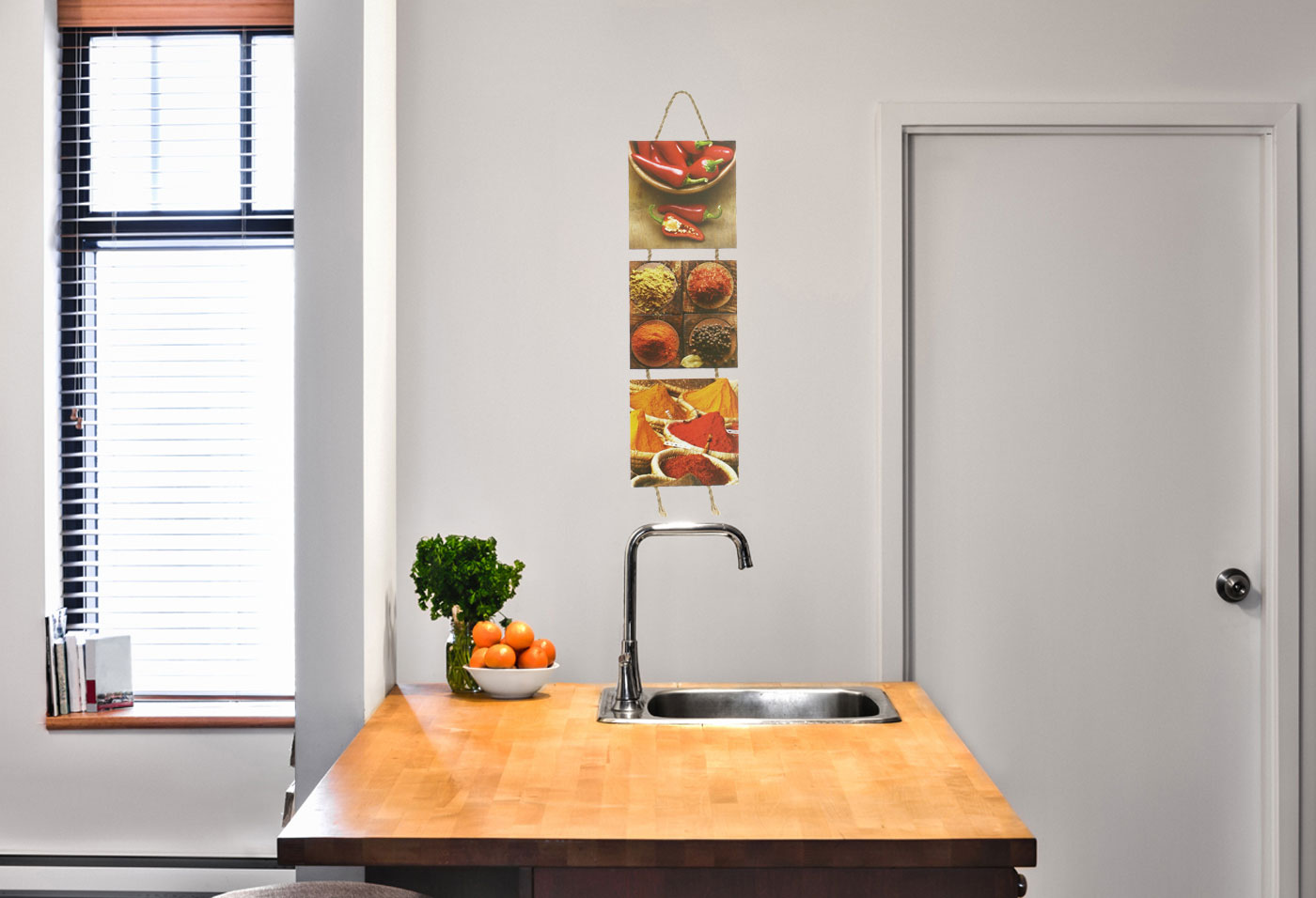 Wandbilder Küchen-Deko H53cm Chili Gewürze Kräuter Wanddekoration