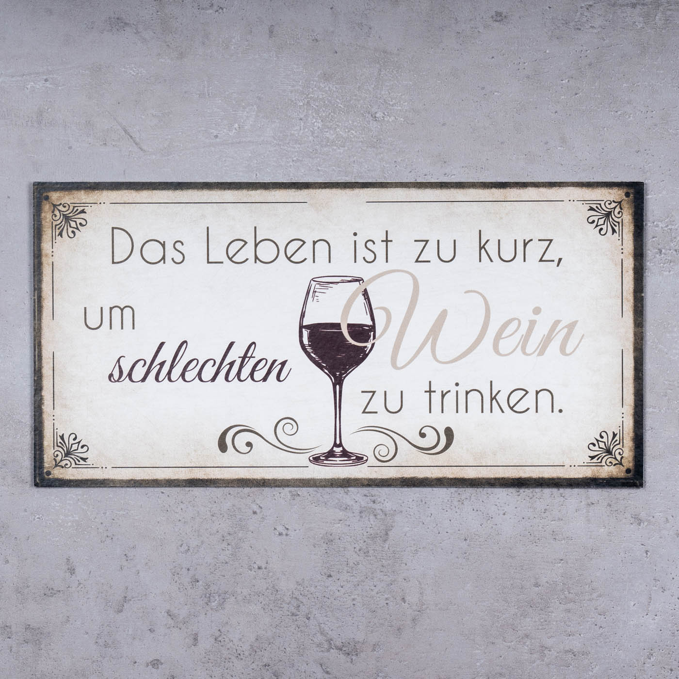 Wandbild 40x20cm Wein Spruch Küche Küchendeko Deko Wandschild Bild Wanddeko