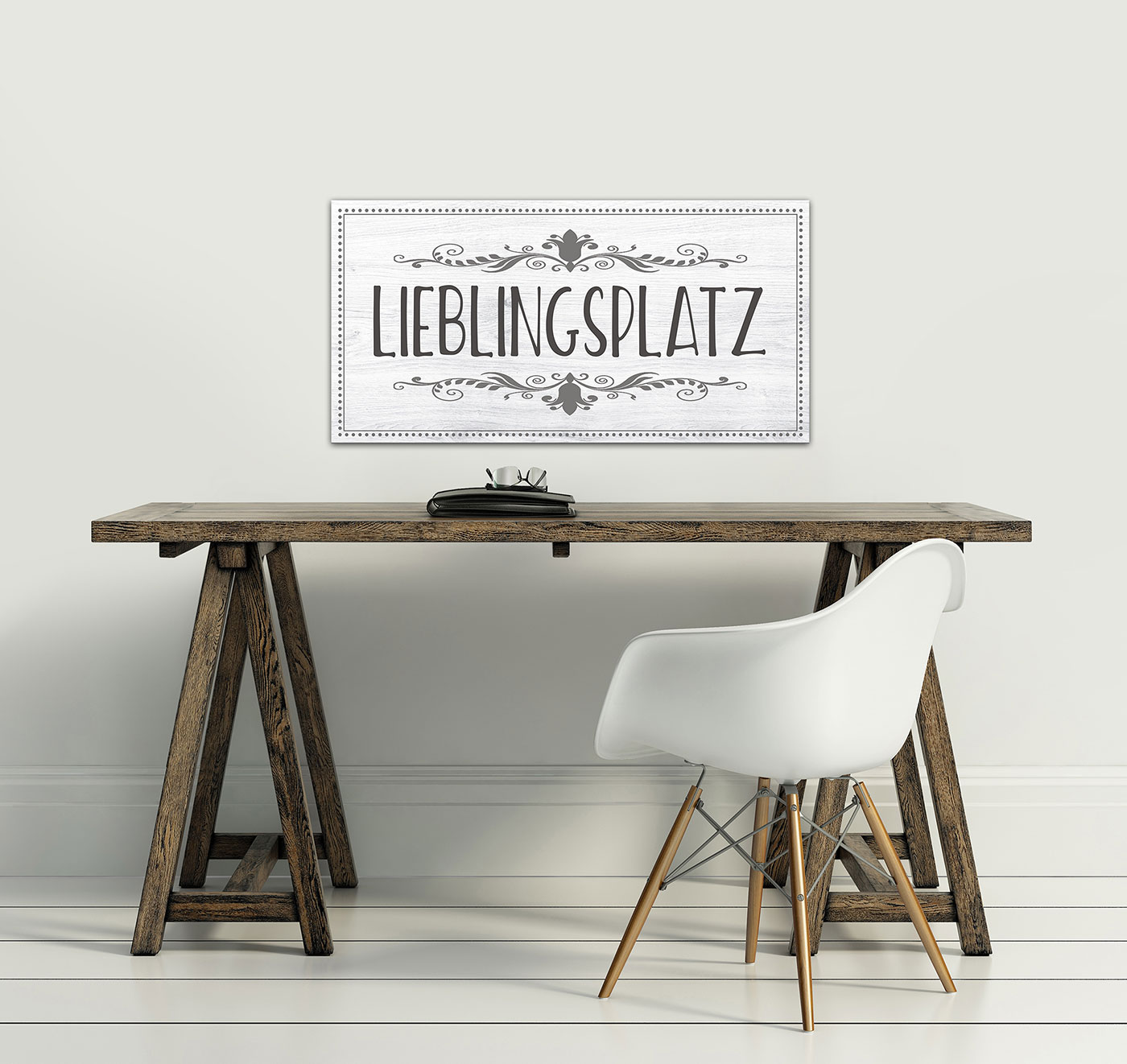 Wandbild 40x20cm Lieblingsplatz Spruch Deko Wandschild Bild Wanddeko Schild