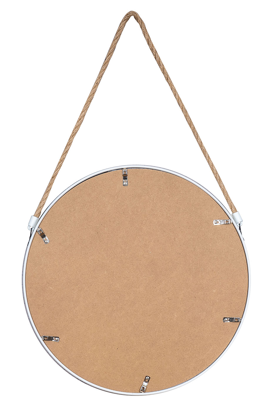 Spiegel 40cm Rund Weiß Metall Jute Wandspiegel Flurspiegel Wanddeko Deko