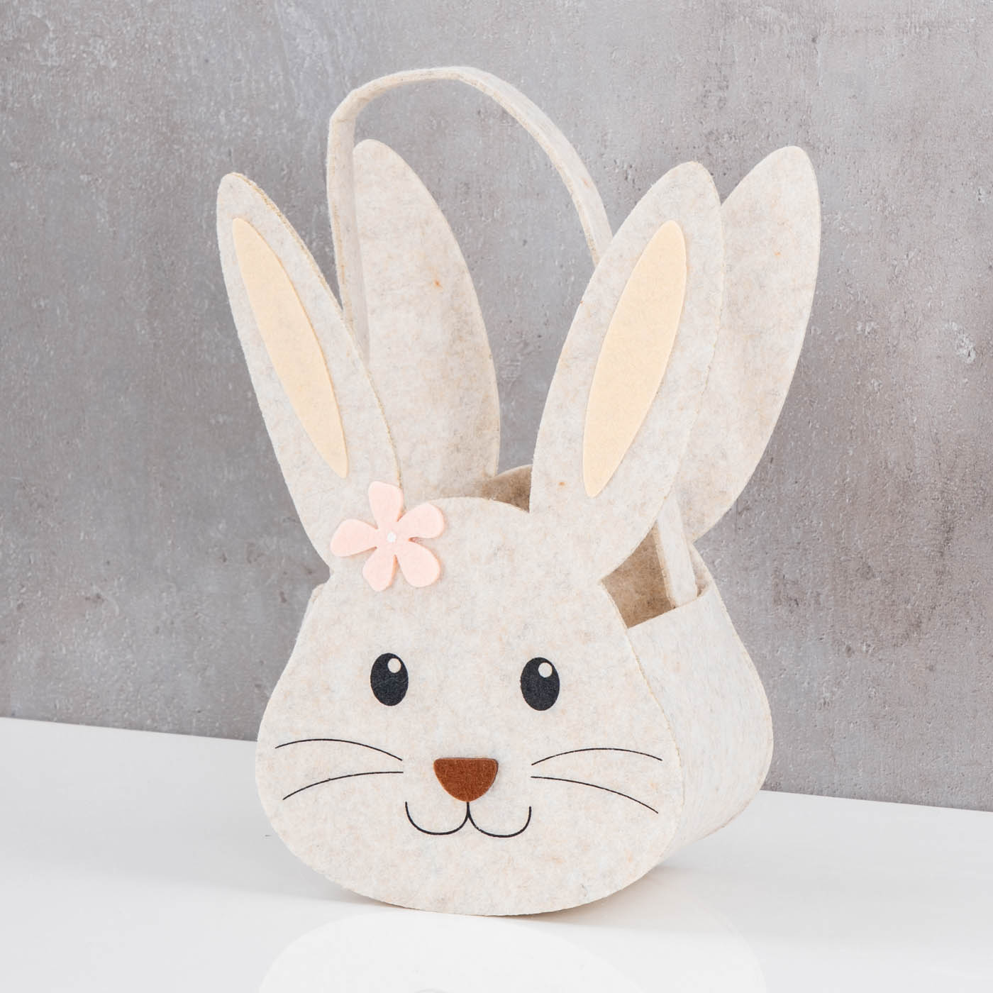 2er Set Hasenkorb Ostern Filz H30cm Grau Osterhase Osterkorb Osternest Körbchen