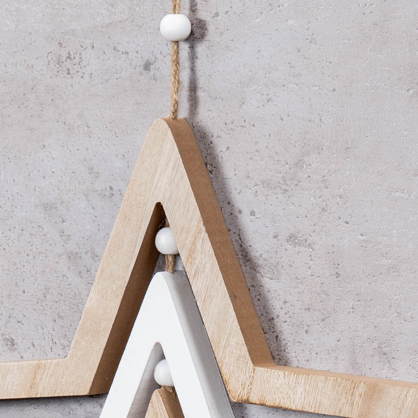 Deko Stern Mobile D35cm Windspiel MDF Holz Natur Weiß Holzstern Hängedeko Deko