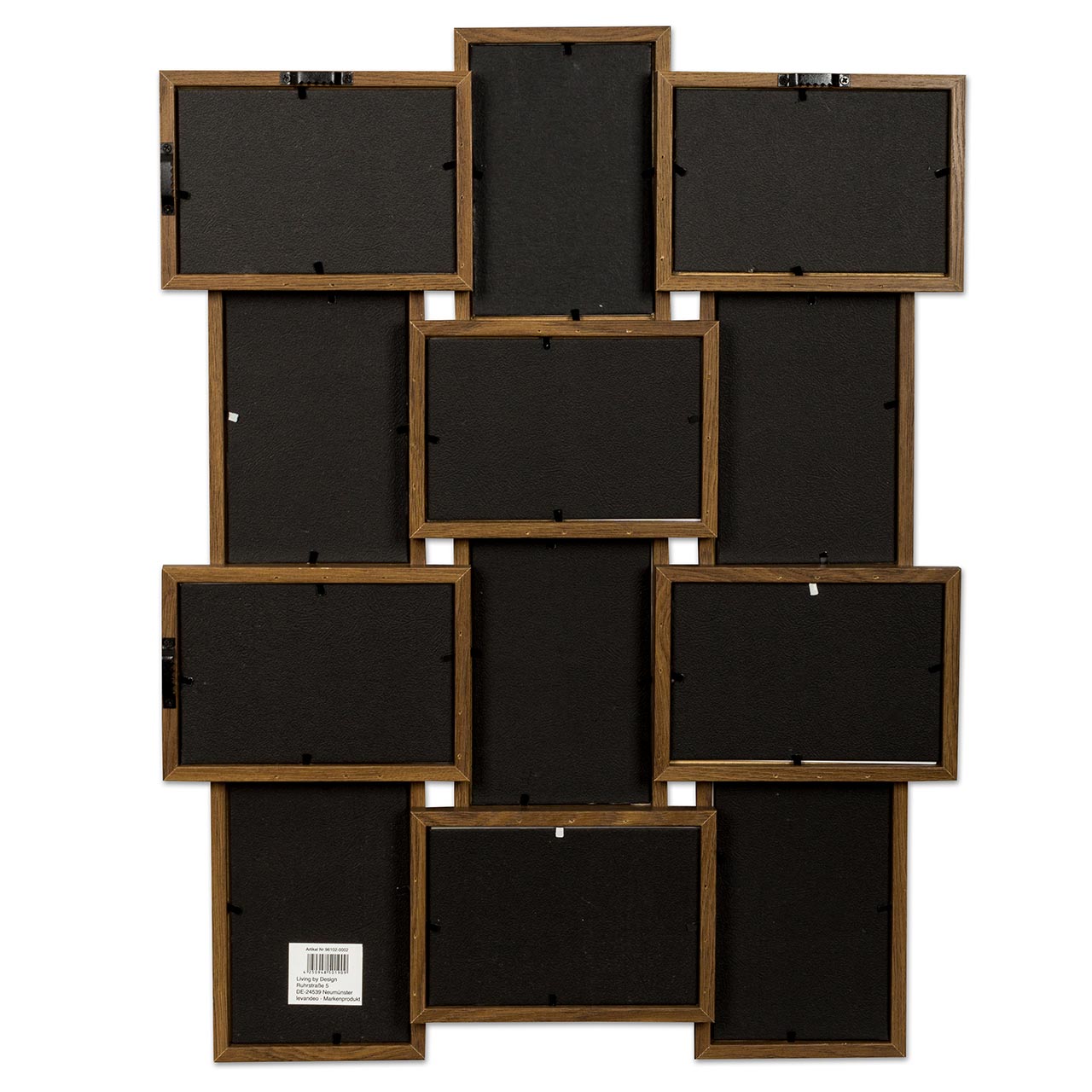 levandeo Bilderrahmen Collage 45x58cm 12 Fotos 10x15 Nussbaum MDF Holz Glas