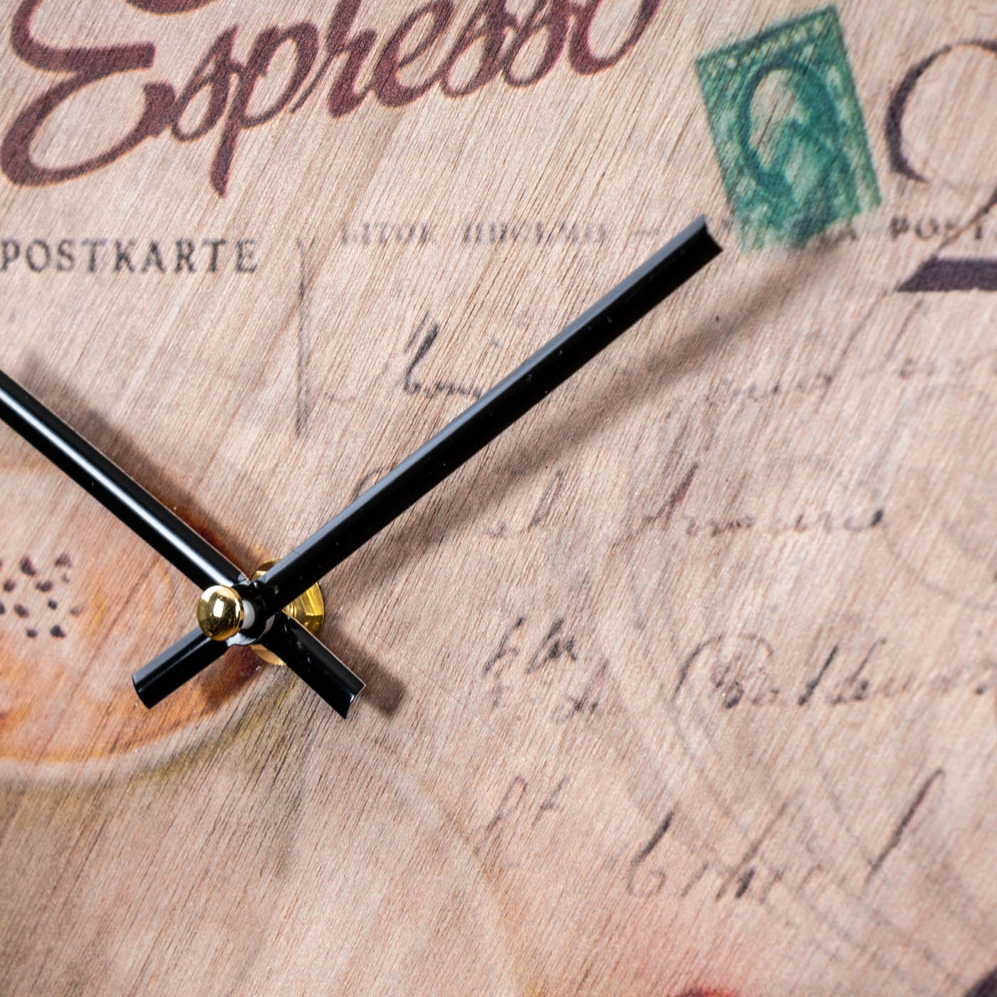 Wanduhr Holz 30x30cm Rund Holzuhr Uhr Holzbild Espresso Kaffee Küchenuhr Küche Deko