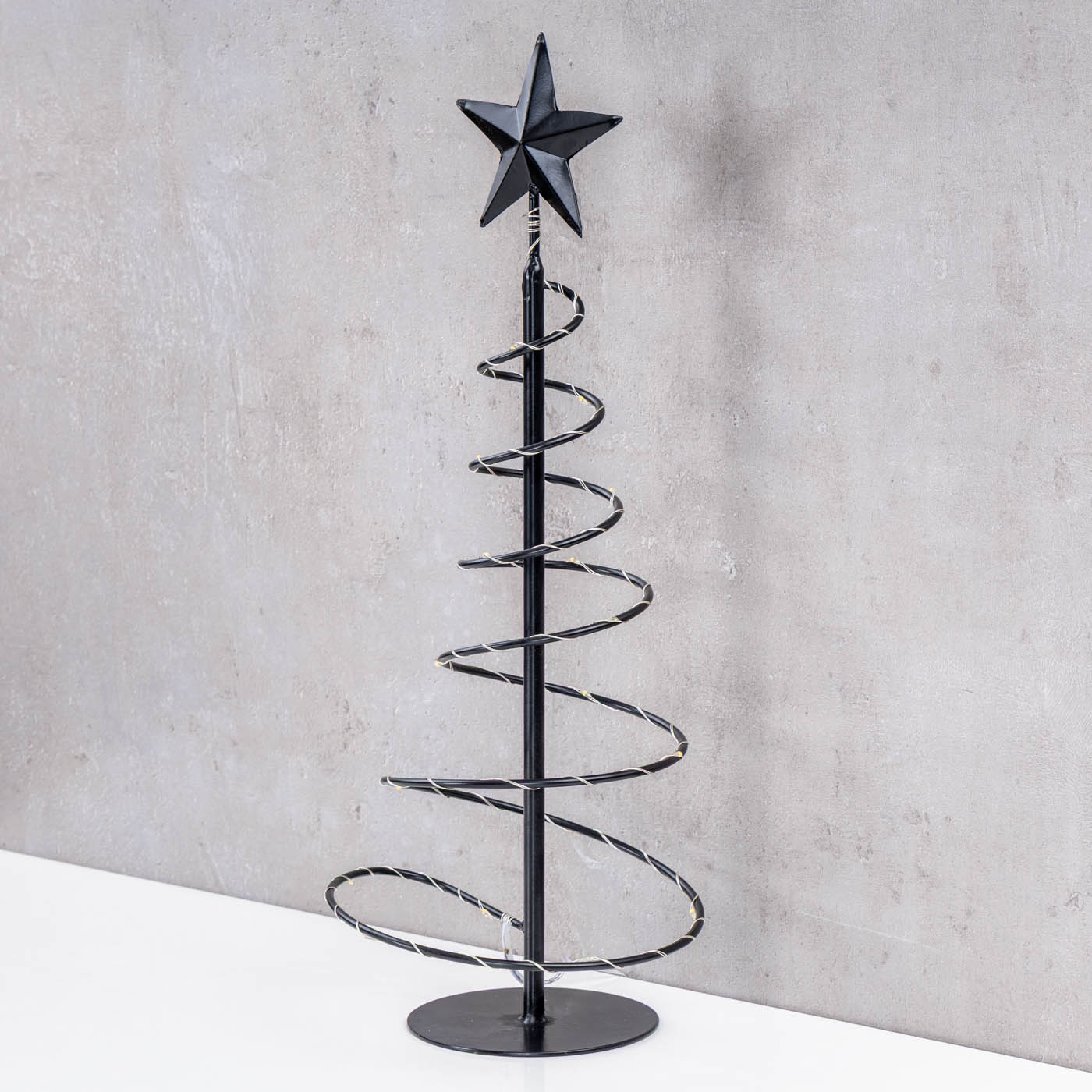 LED Metall Weihnachtsbaum H39cm Schwarz Spirale Weihnachtsdeko Beleuchtung Deko