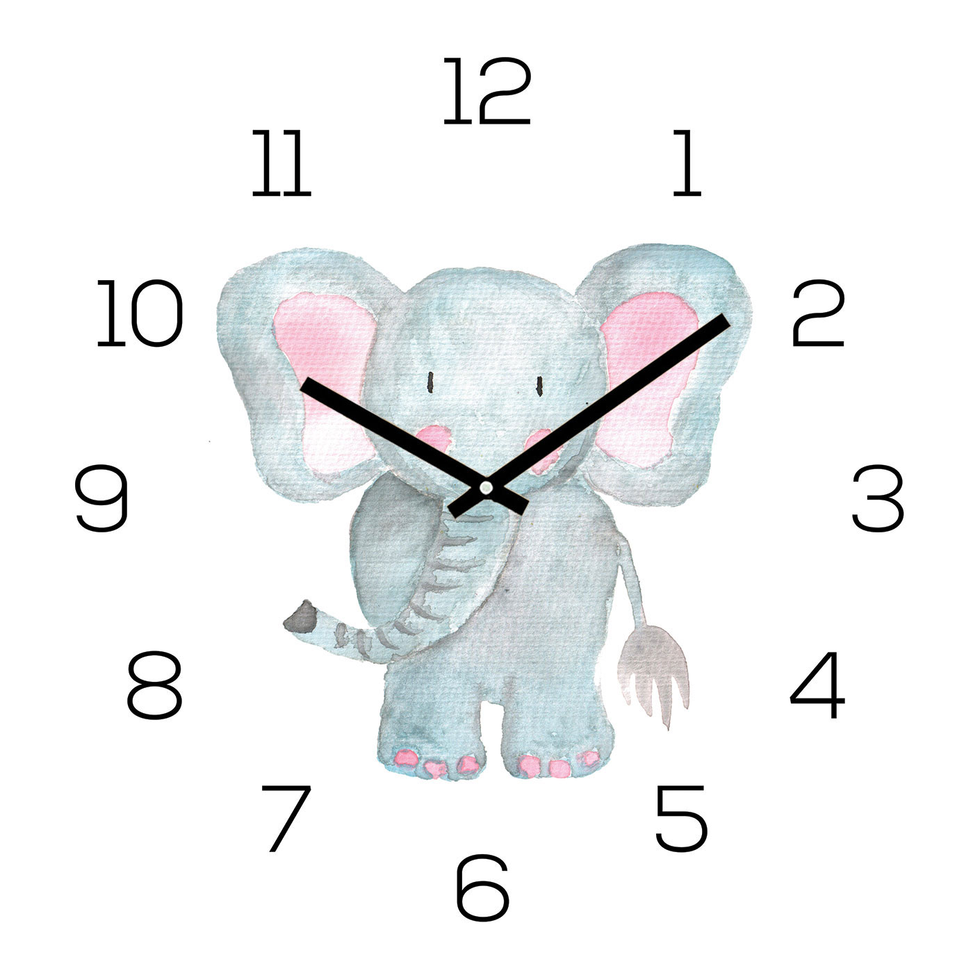 Wanduhr Zootiere 30x30cm Elefant Glas Kinder Uhr Glasbild Tiermotiv Wanddeko