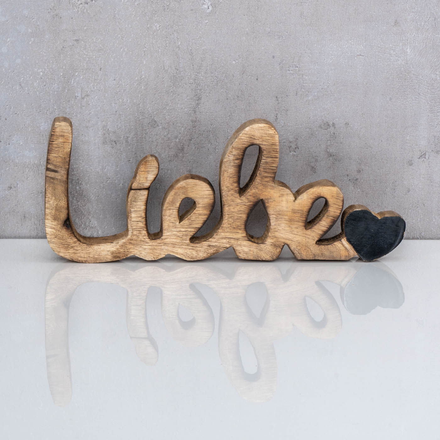 Schriftzug Liebe L26cm Mango Natur Schwarz Holz Buchstaben Tischdeko Deko Love