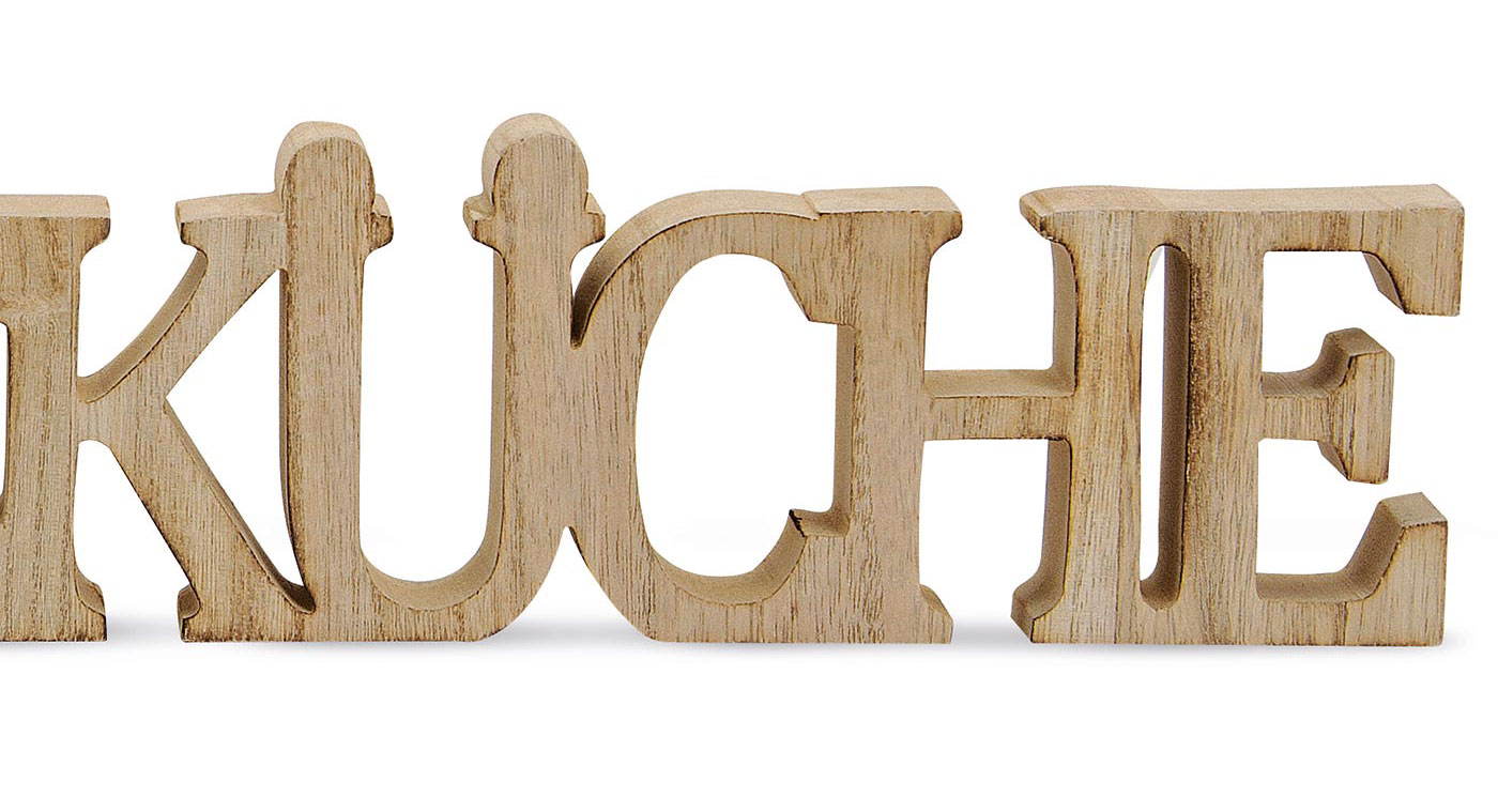 Buchstaben Sterneküche 59x8x2,5cm Holz Natur Braun Schriftzug