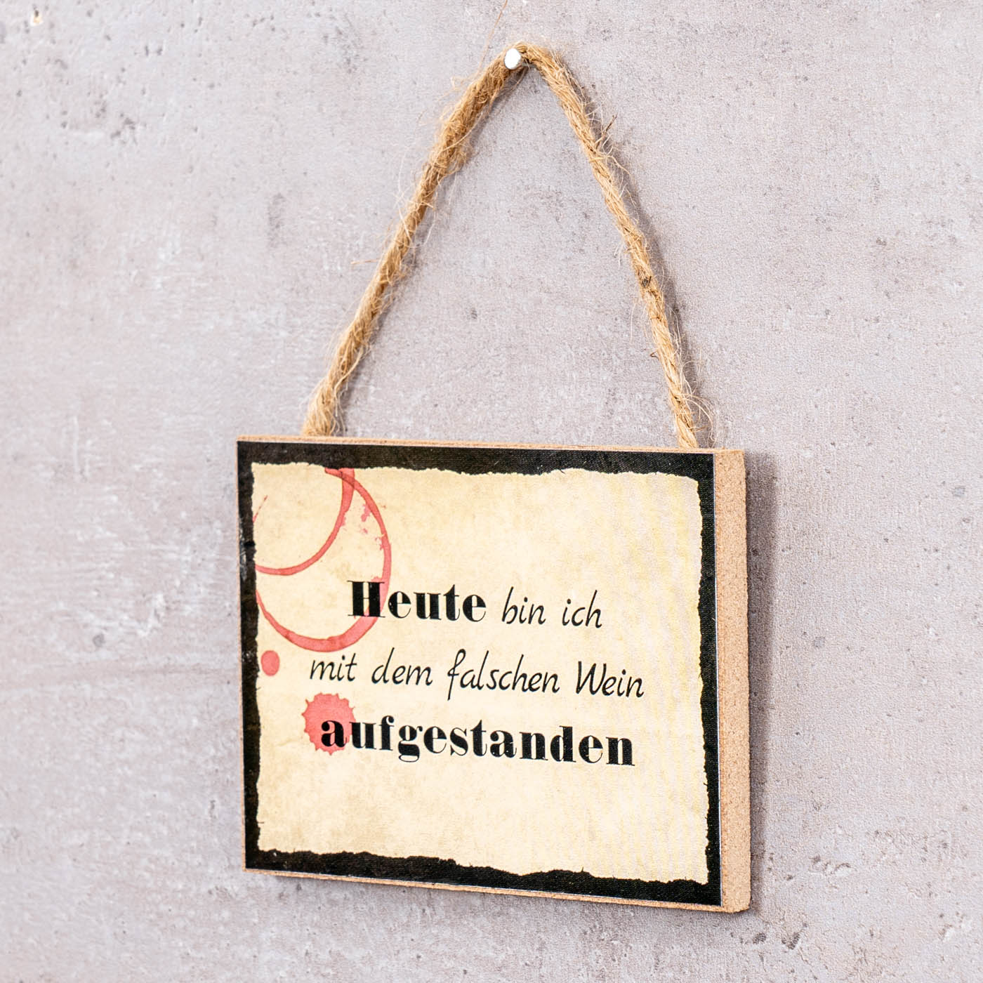 6er Set Holzschilder Wein 10x7cm MDF Mini-Schilder Spruch Deko Hänger Wandbild