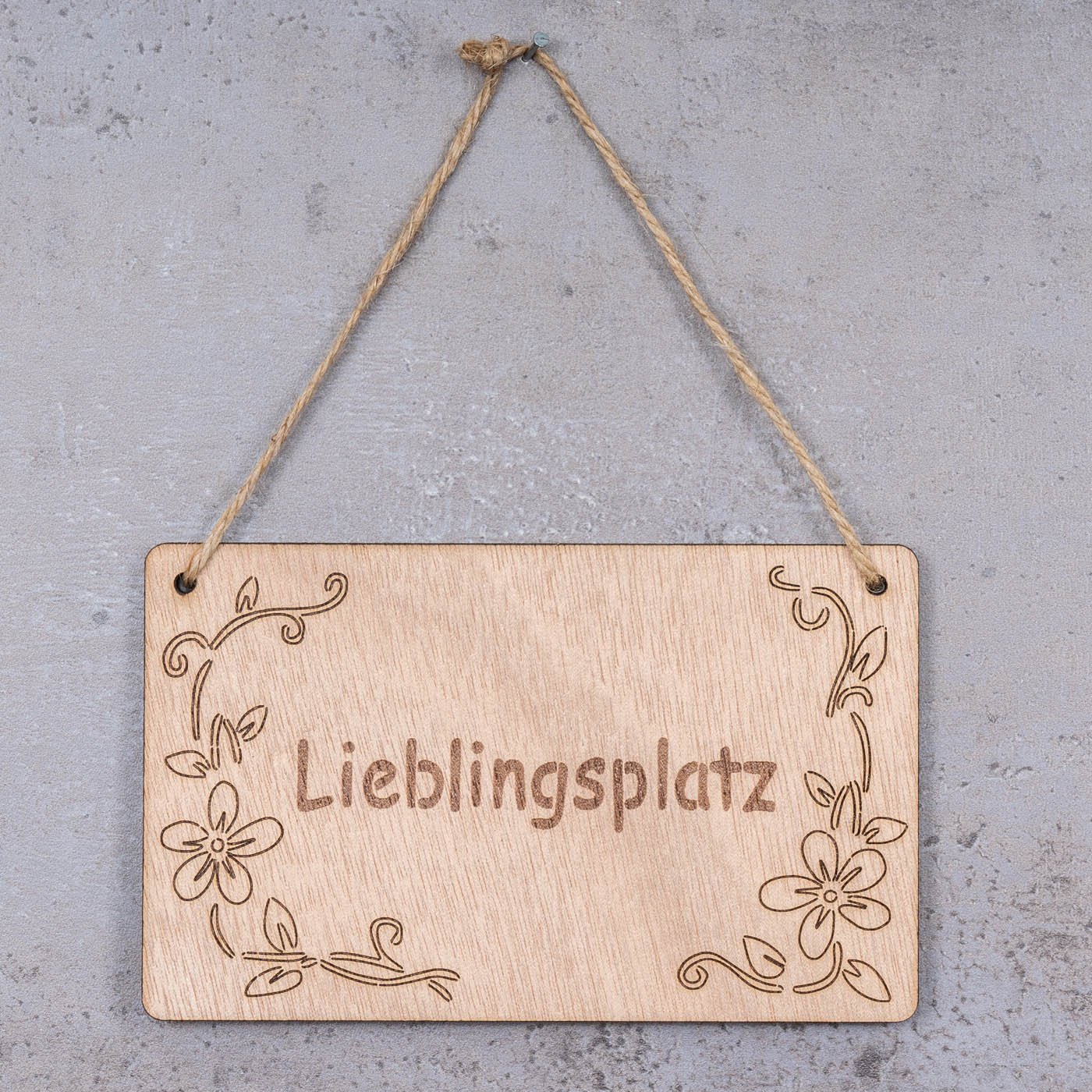 Schild Lieblingsplatz 13x8cm Birkenholz Holzschild Blumen Deko Holz Anhänger