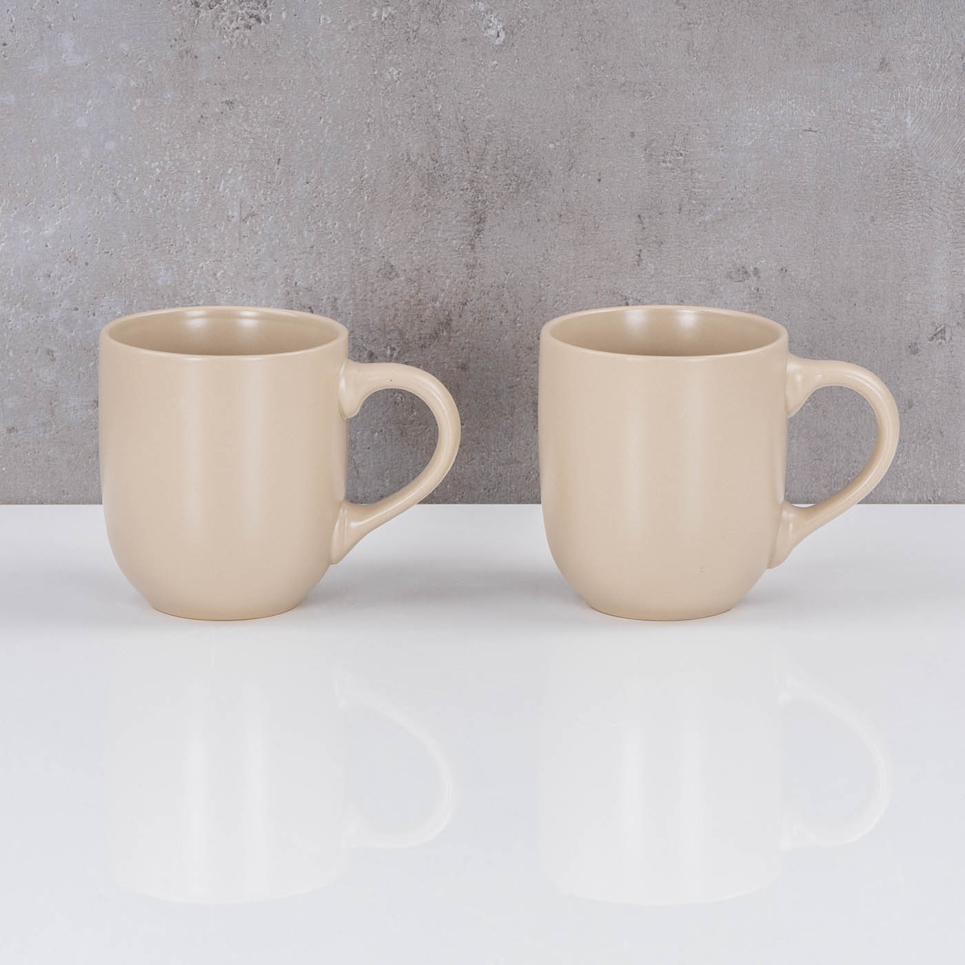 4er Set Steingut Tassen 300ml Beige Creme Kaffeetasse Kaffeebecher Sand Design
