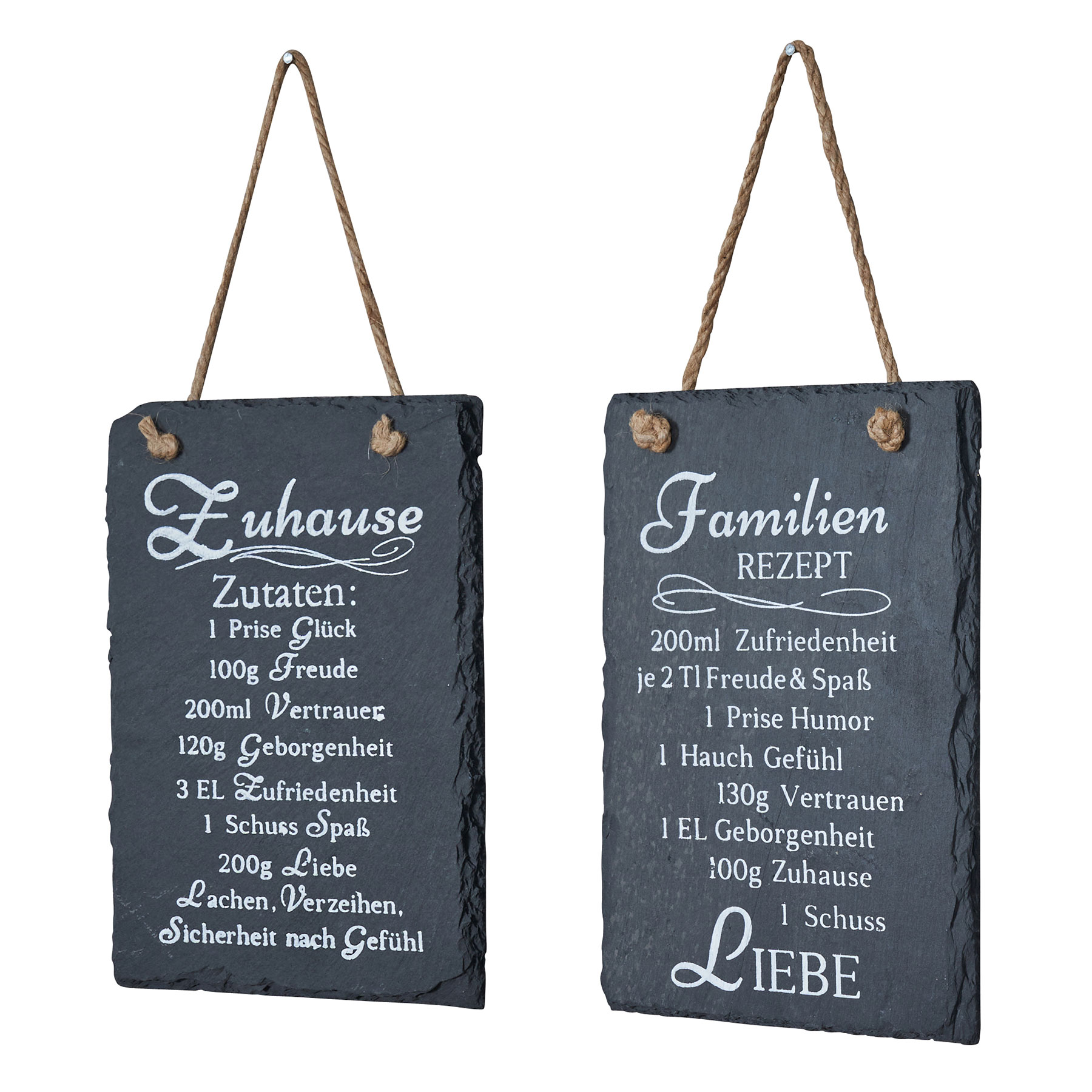 2er Set Wandbilder Sprüche 15x20cm Rezept Schilder Familie Schiefertafel Deko