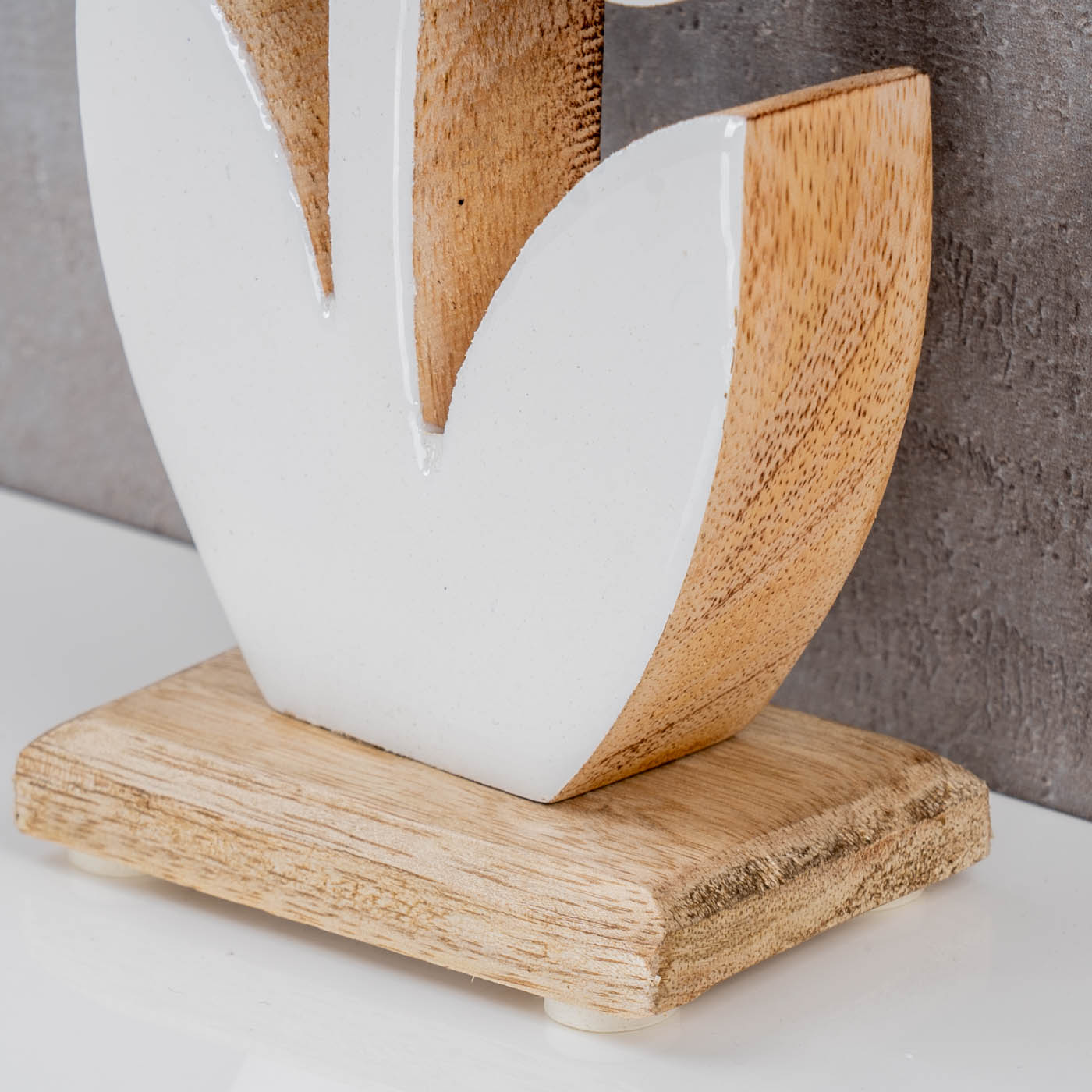 Blume aus Holz H23cm Mango Weiß Natur Braun Tischdeko Deko Aufsteller Rustikal