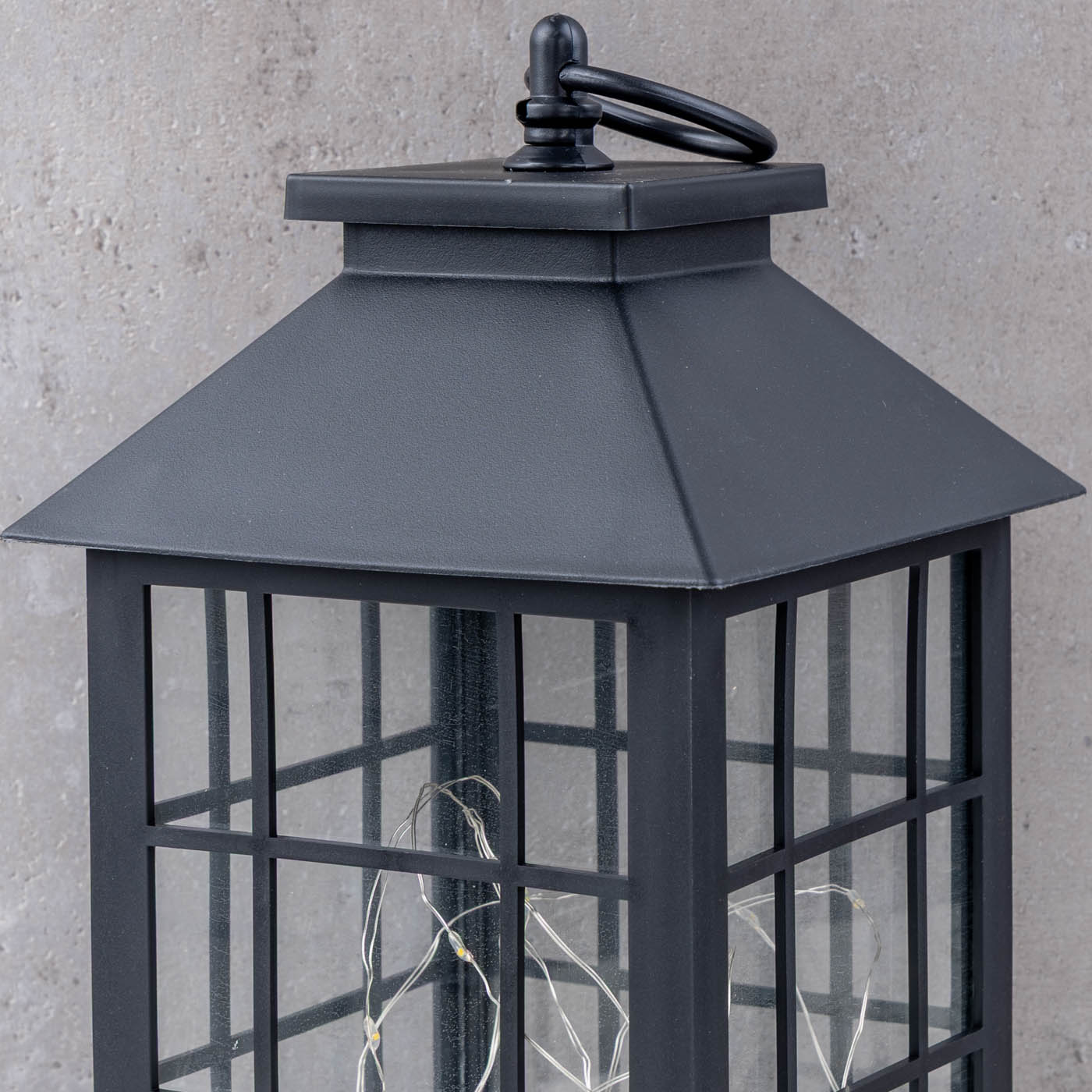 LED Laterne Schwarz H30cm Lichterkette Warmweiß Timer Wohndeko Lampe Kabellos