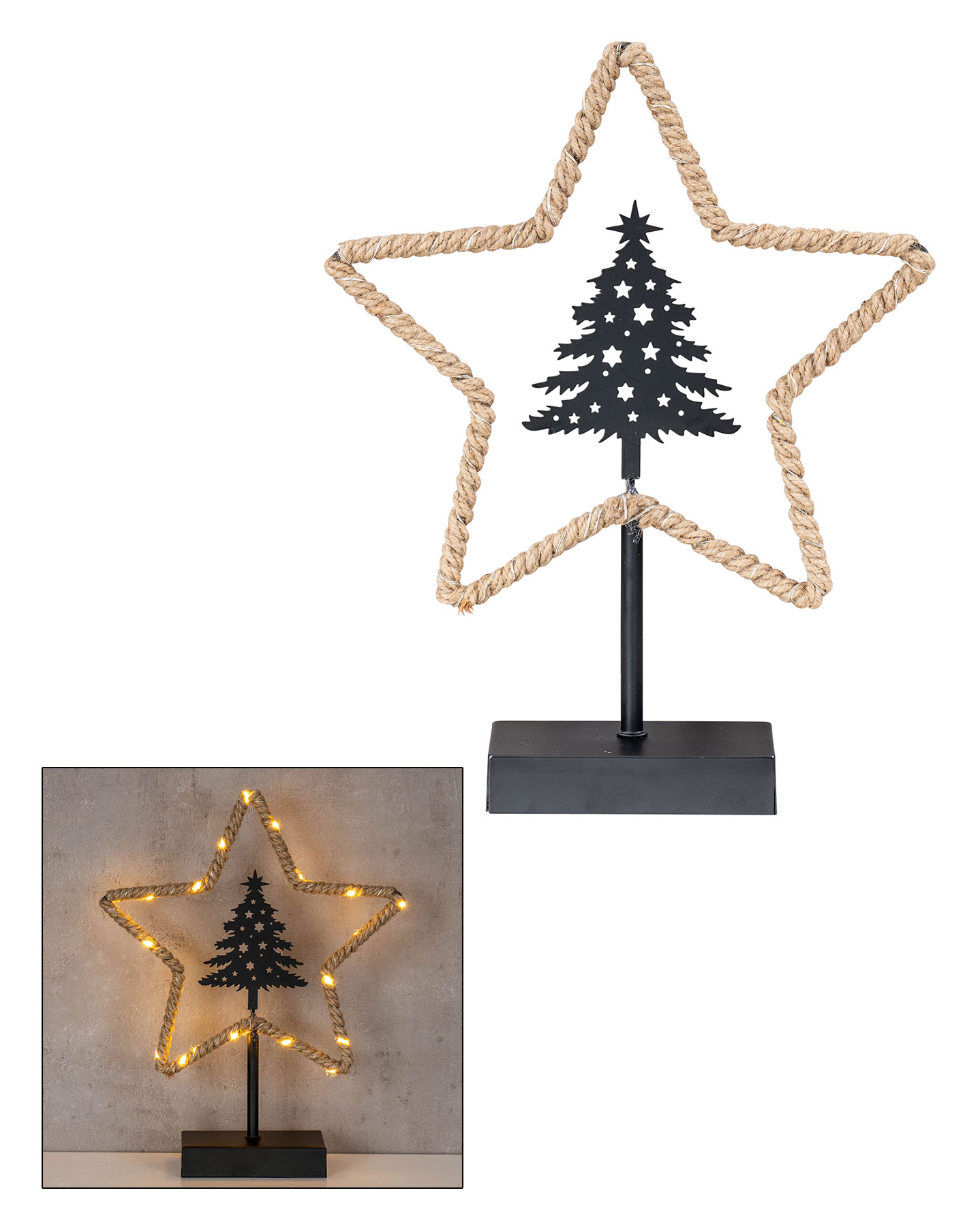 LED Stern H33cm Weihnachten Tanne Dekoleuchte Weihnachtsdeko Standeko Tischdeko